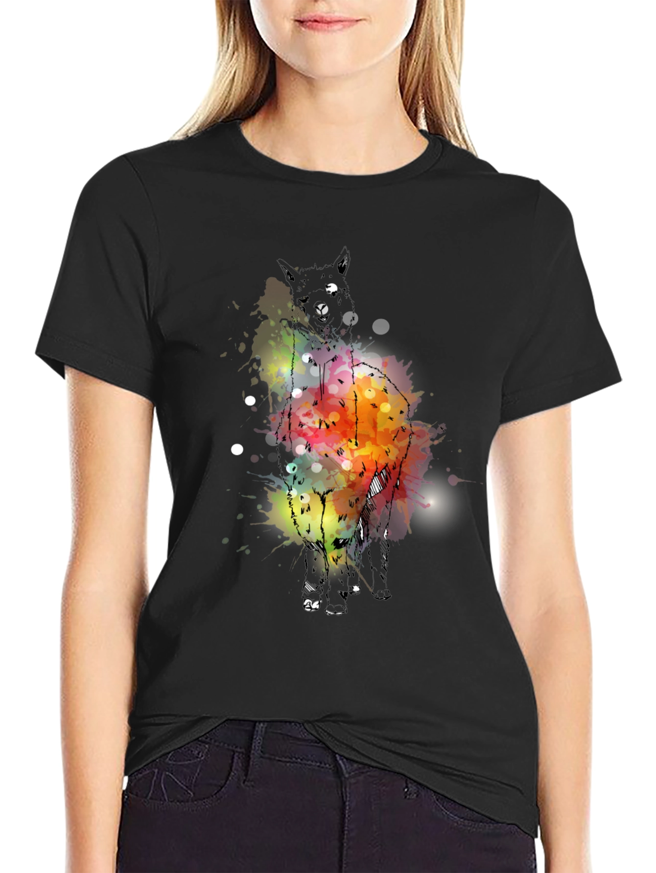 Abstract Alpaca Graphic Tee - Mens Black T-Shirt