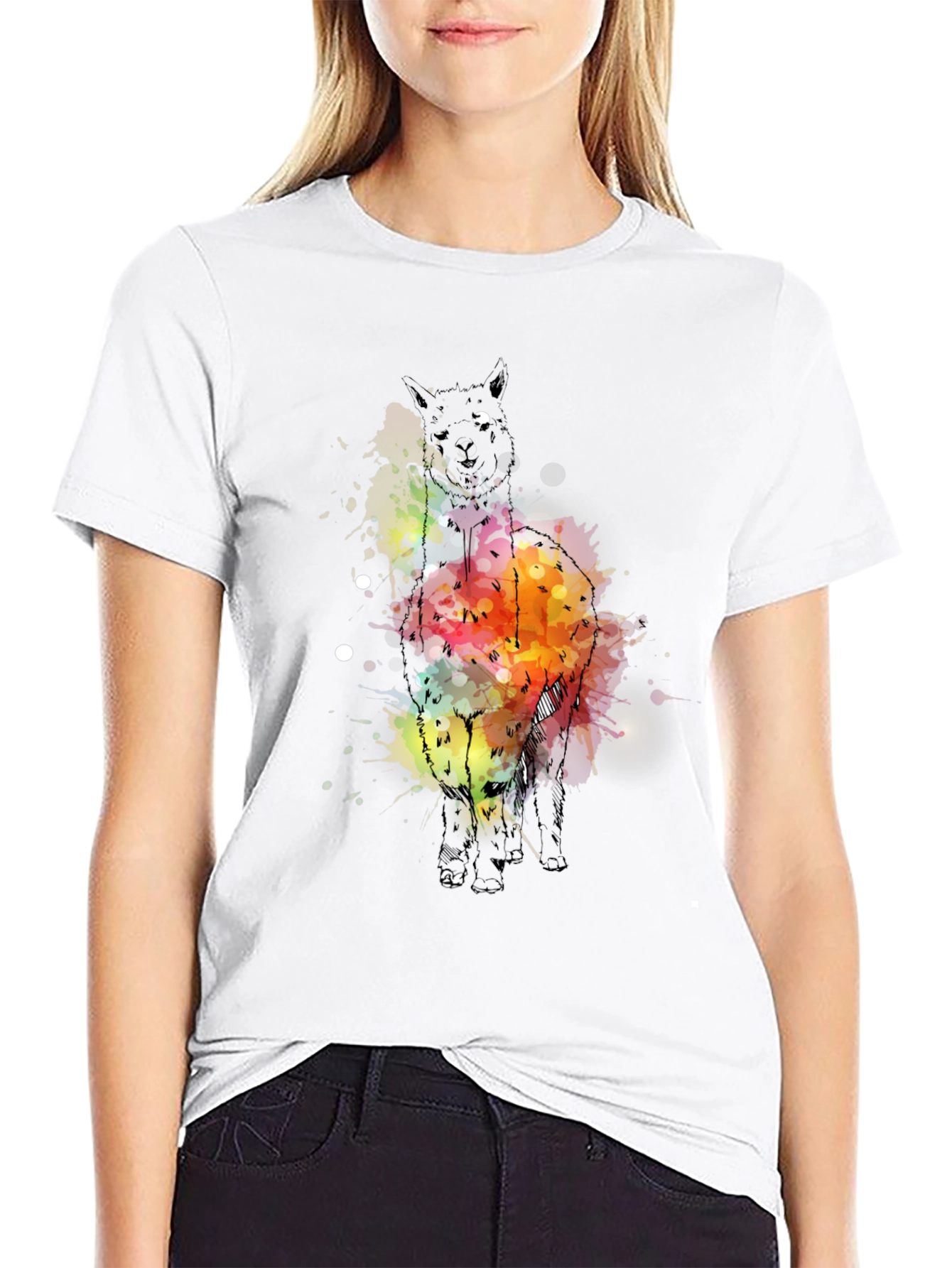 Abstract Alpaca Graphic Tee - Mens Black T-Shirt