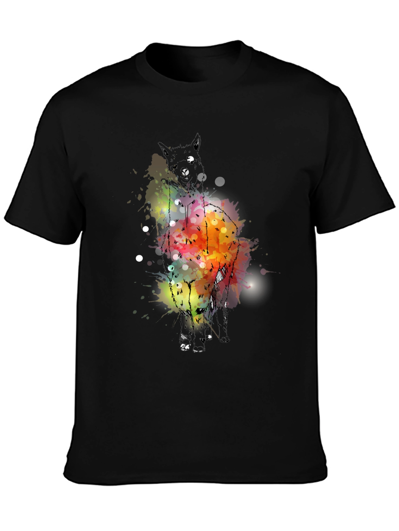 Abstract Alpaca Graphic Tee - Mens Black T-Shirt