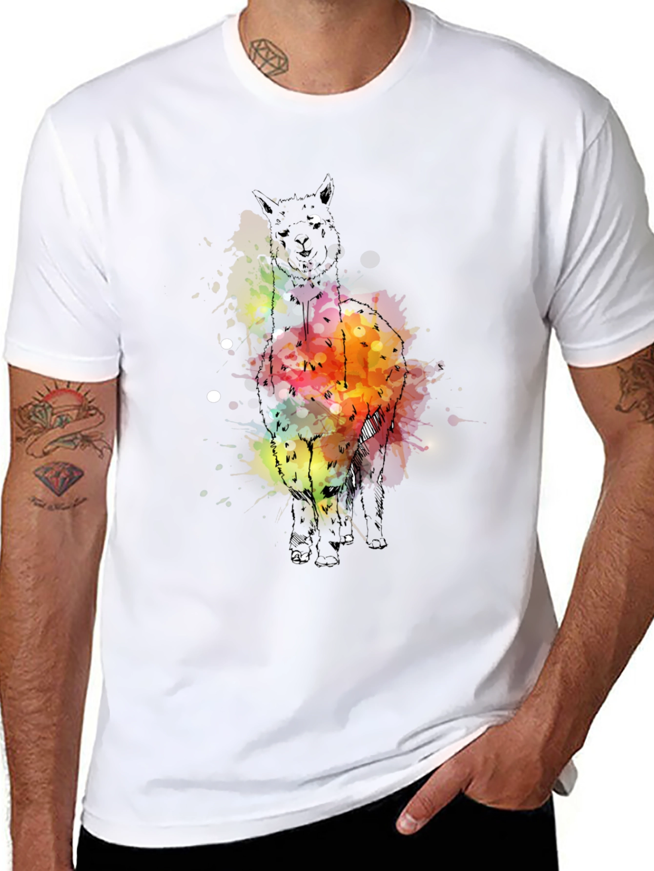 Abstract Alpaca Graphic Tee - Mens Black T-Shirt