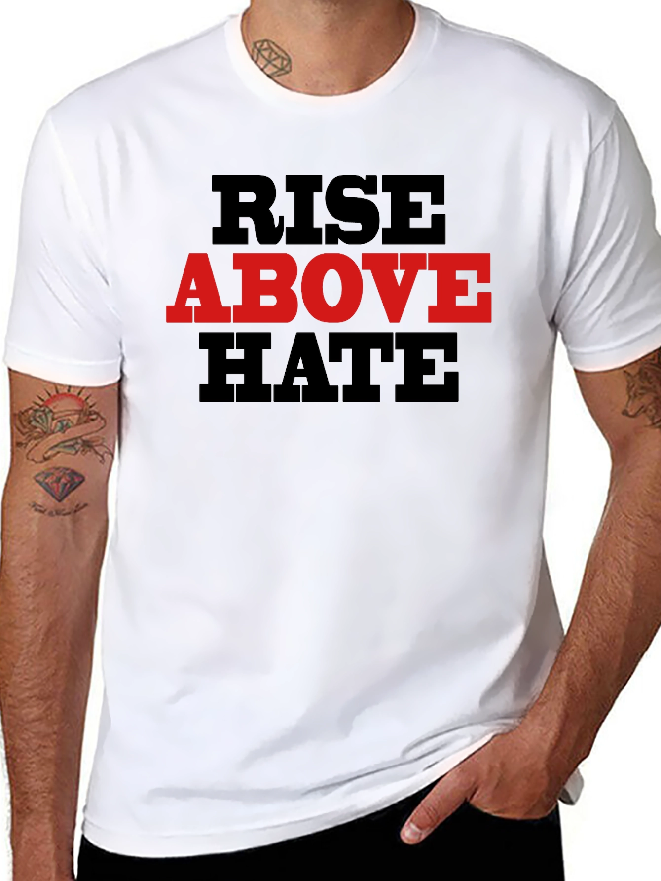 Rise Above Hate Graphic Tee - Black Cotton Blend