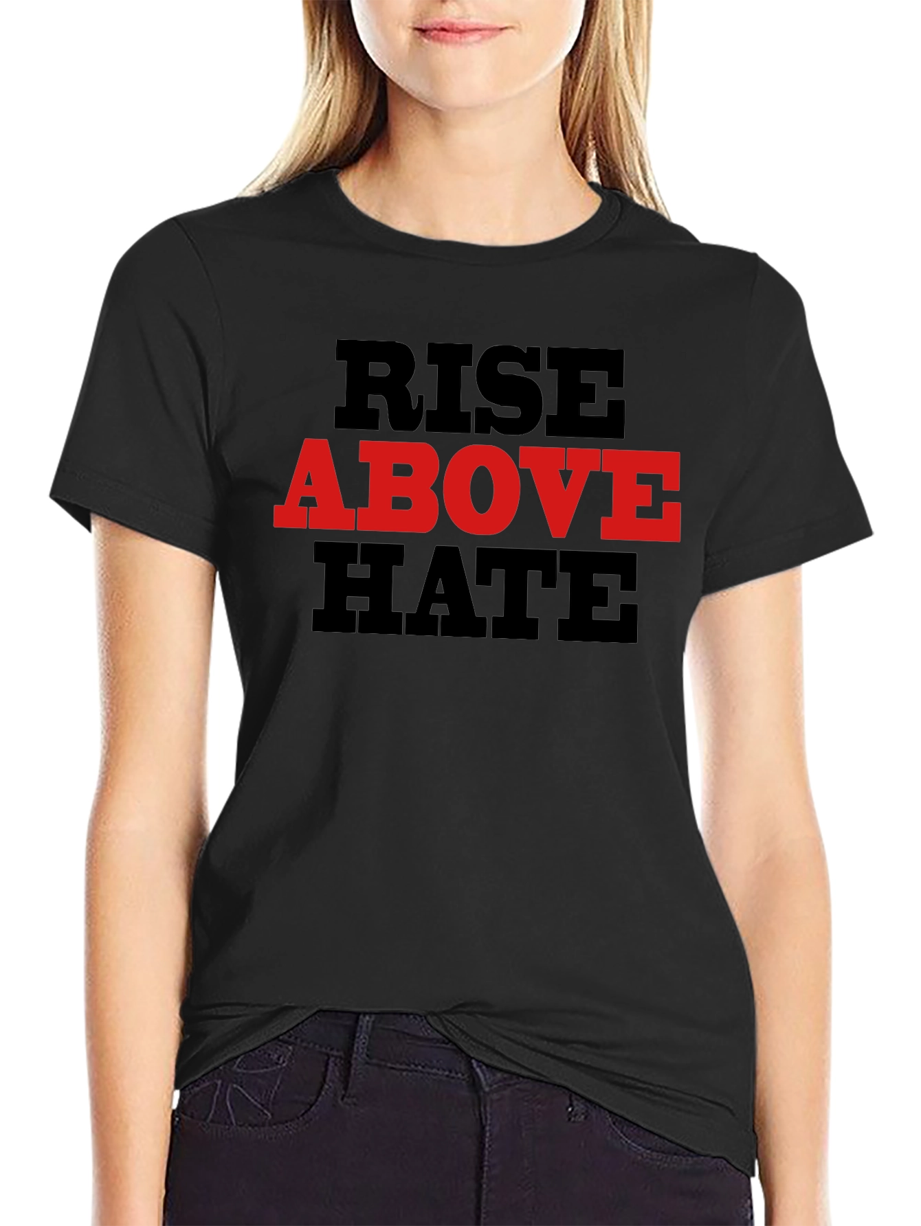 Rise Above Hate Graphic Tee - Black Cotton Blend