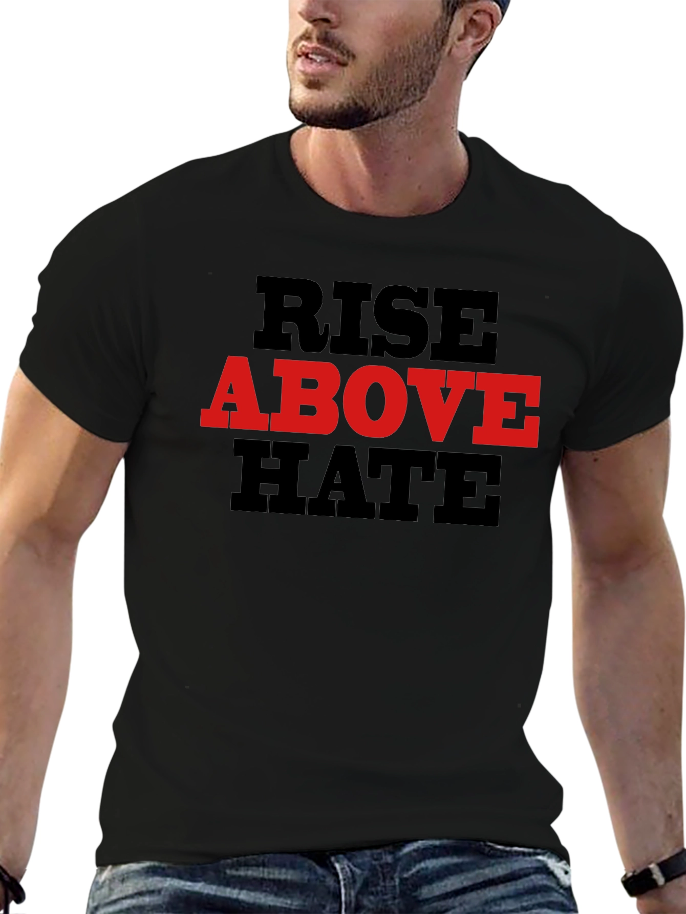 Rise Above Hate Graphic Tee - Black Cotton Blend