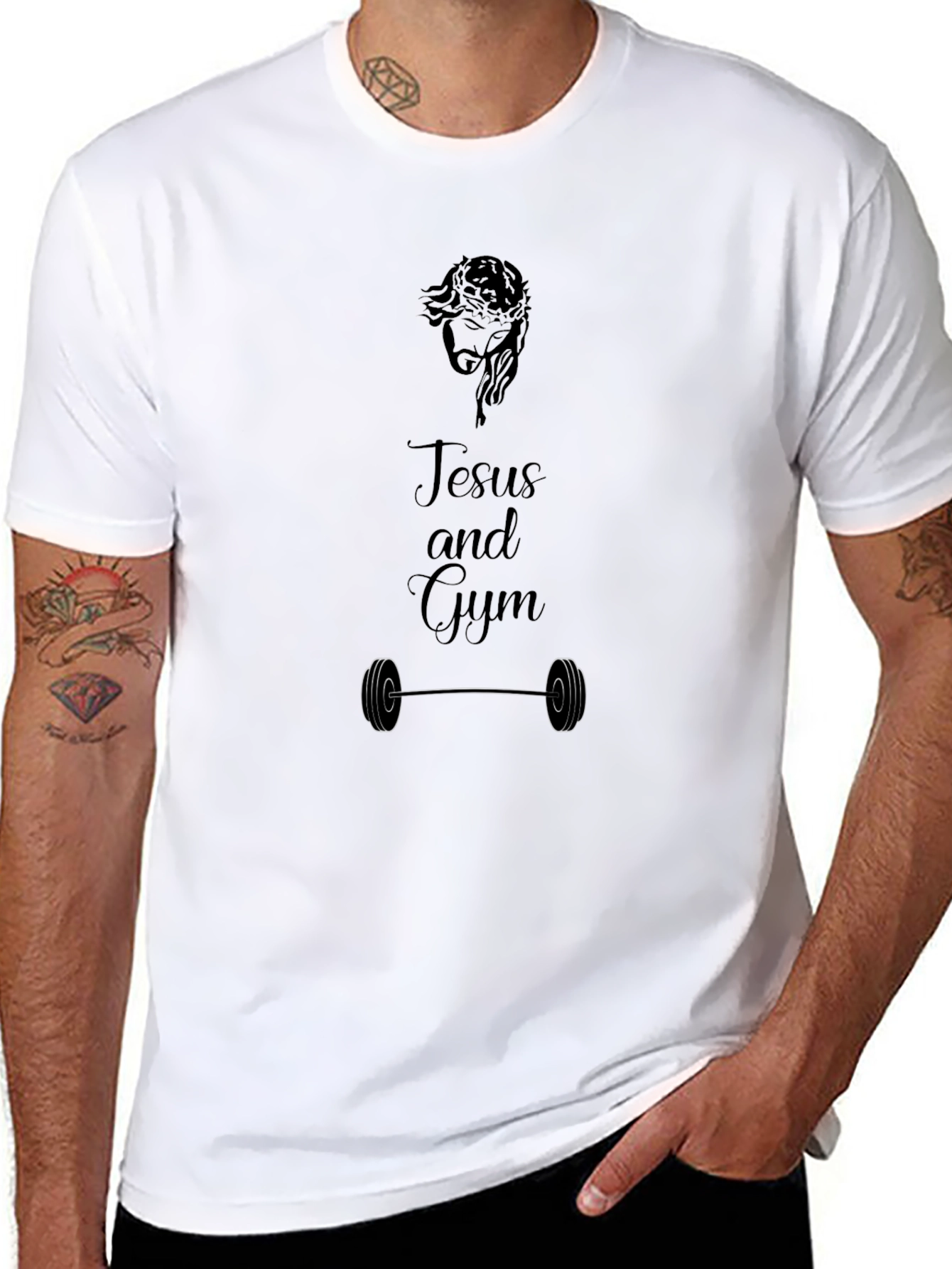 Jesus and Gym Black T-Shirt