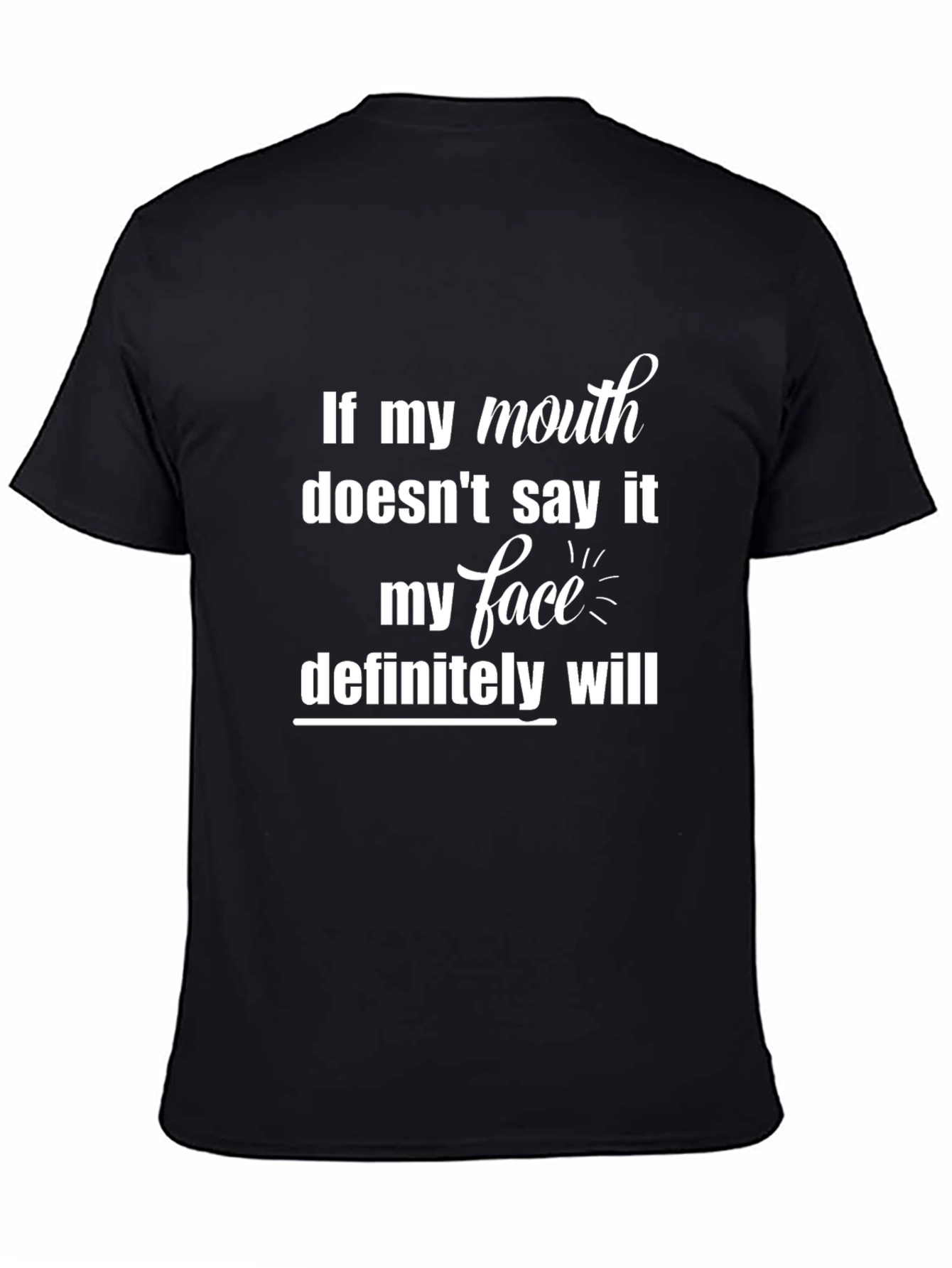 Funny Statement Graphic Tee - Black Crewneck