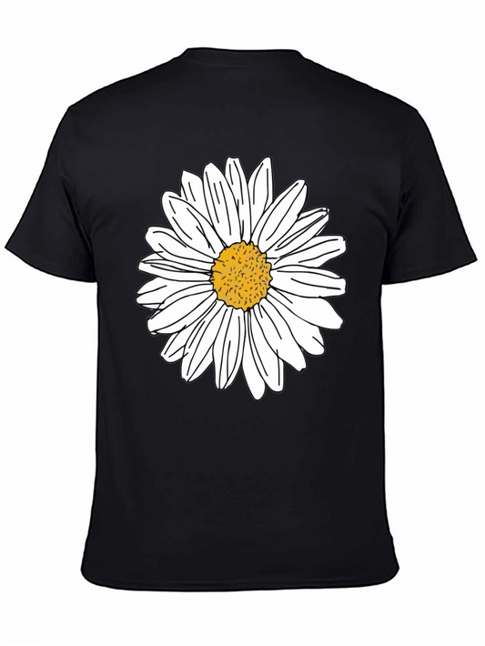 Daisy Graphic Tee - Black Cotton Casual Shirt