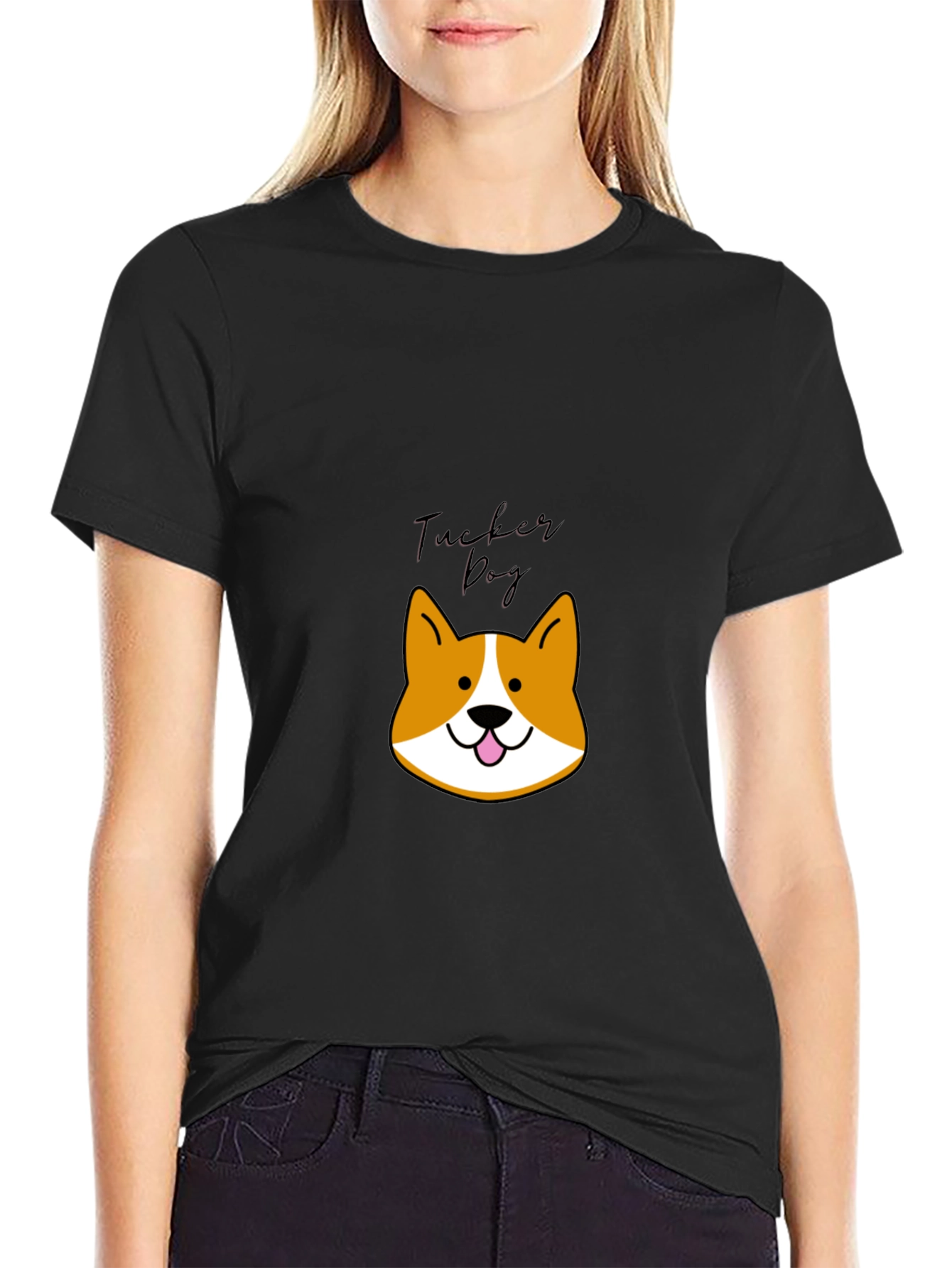 Cute Tucker Dog Black Graphic Tee