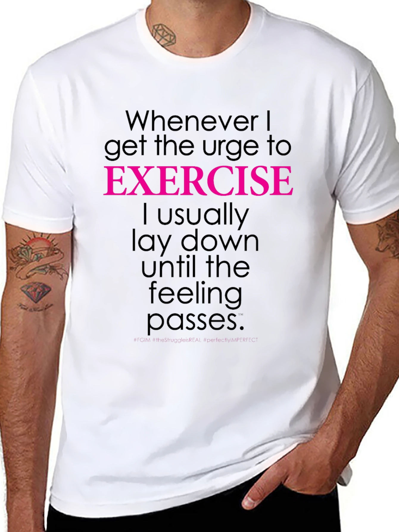 Funny Exercise Tee: Lay Down Feeling Passes