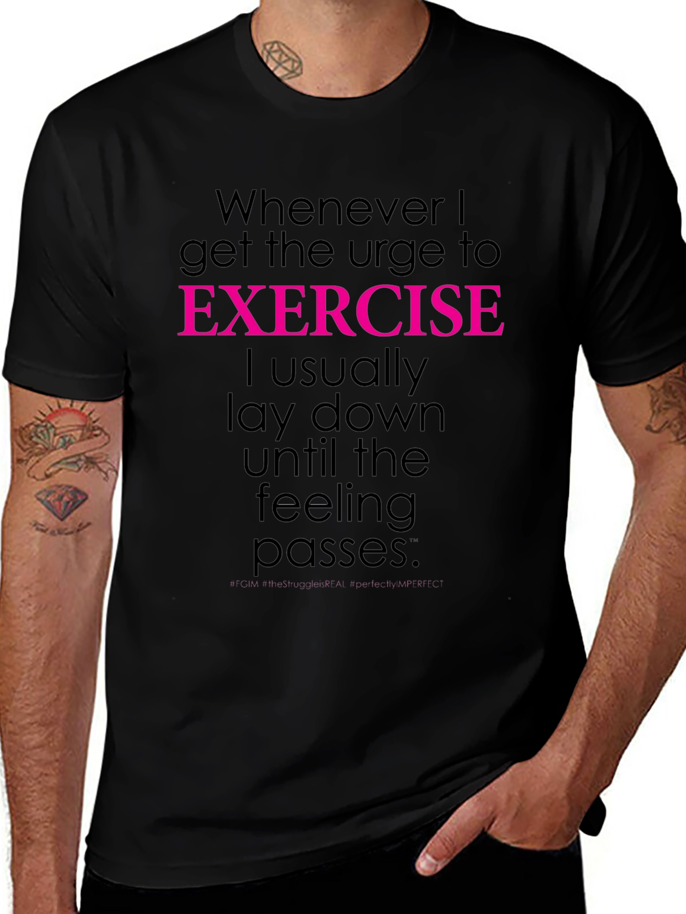 Funny Exercise Tee: Lay Down Feeling Passes