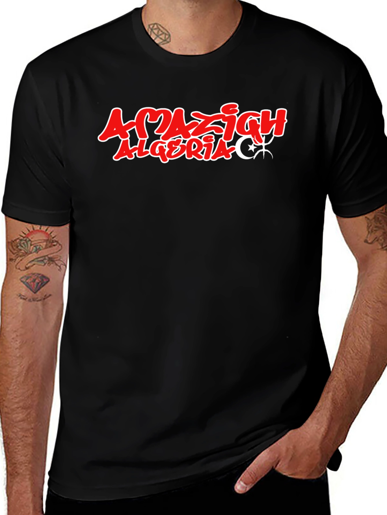 Amazigh Algeria Graphic Tee - Stylish Black T-Shirt