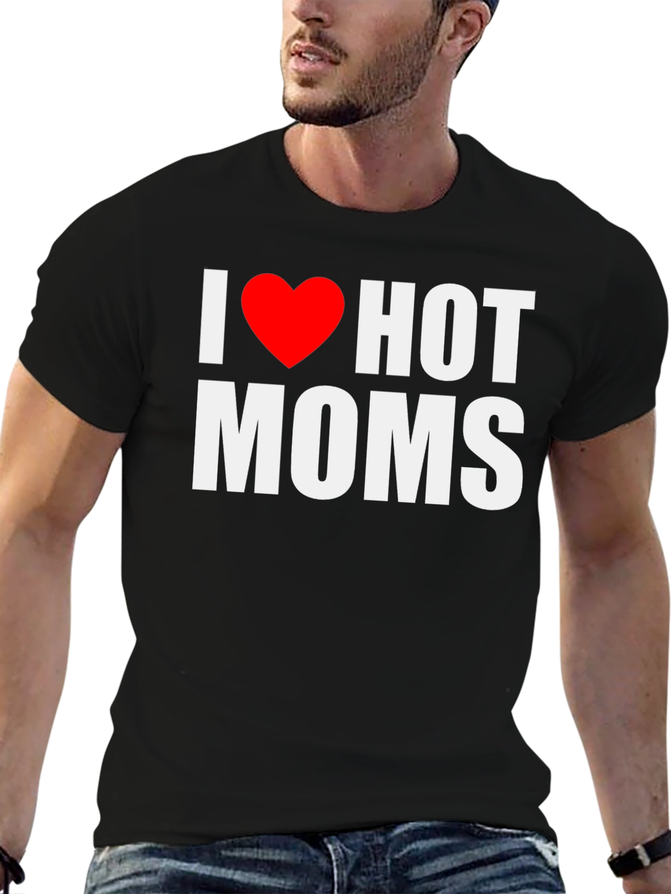 I Heart Hot Moms Black Graphic Tee
