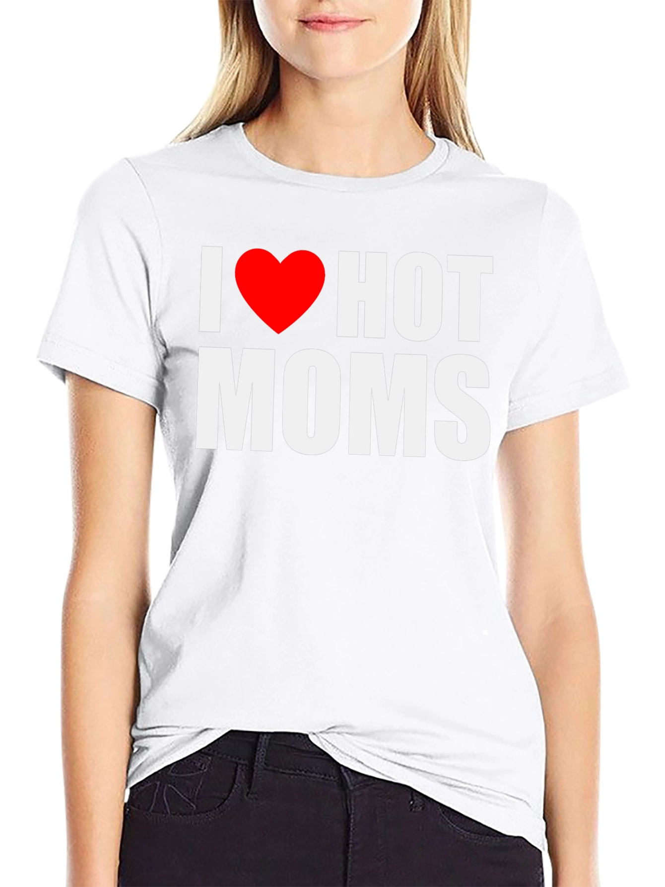 I Heart Hot Moms Black Graphic Tee