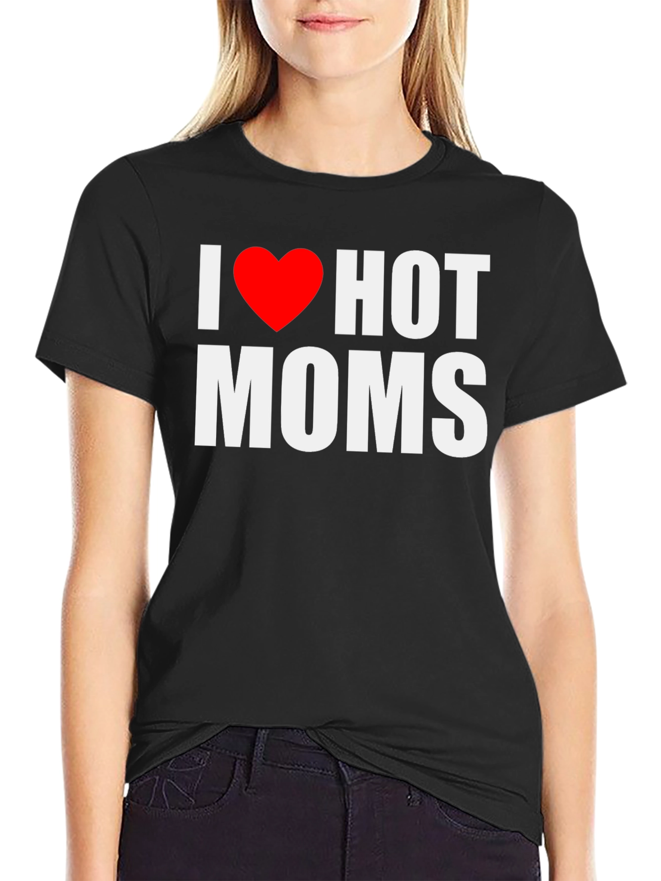 I Heart Hot Moms Black Graphic Tee