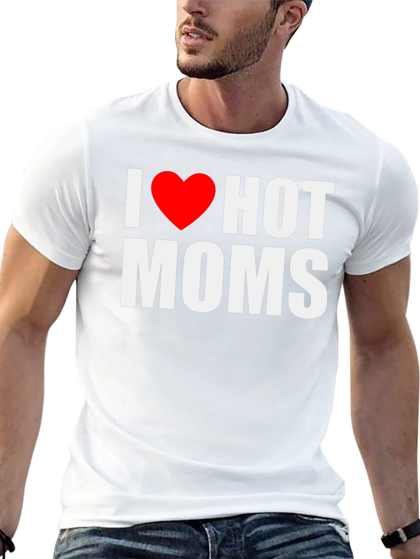 I Heart Hot Moms Black Graphic Tee