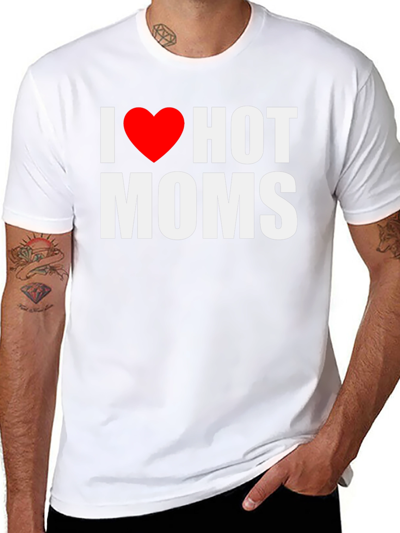 I Heart Hot Moms Black Graphic Tee