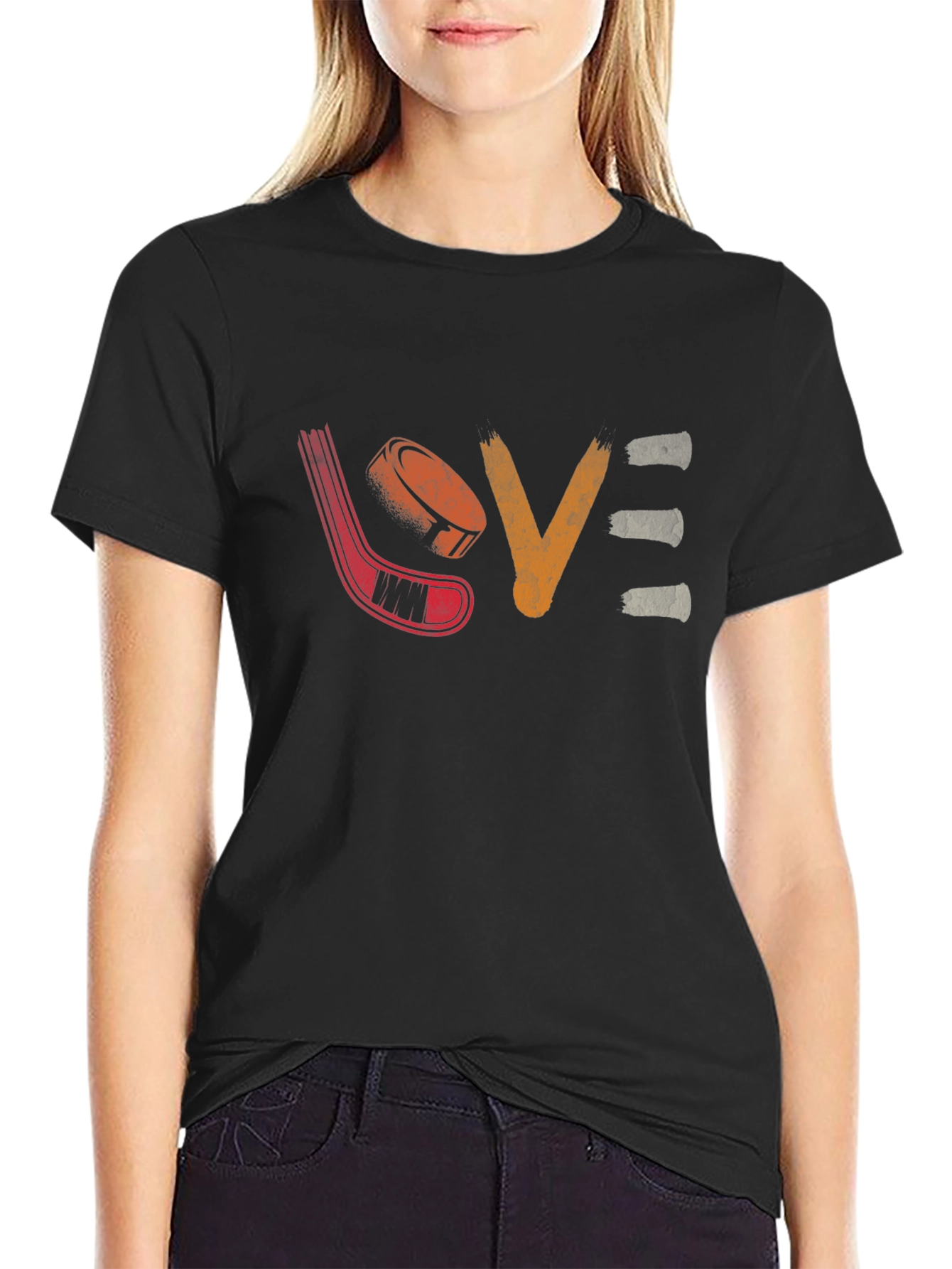 Hockey Love Graphic T-Shirt - Black