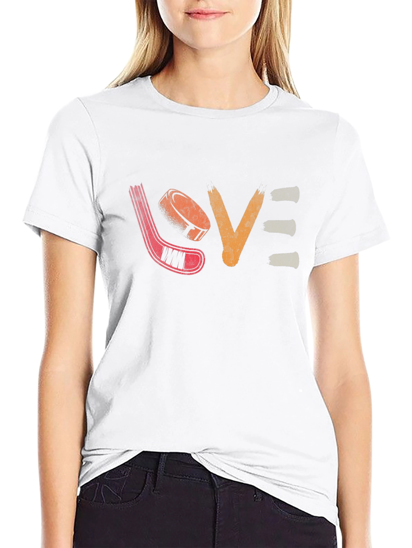 Hockey Love Graphic T-Shirt - Black