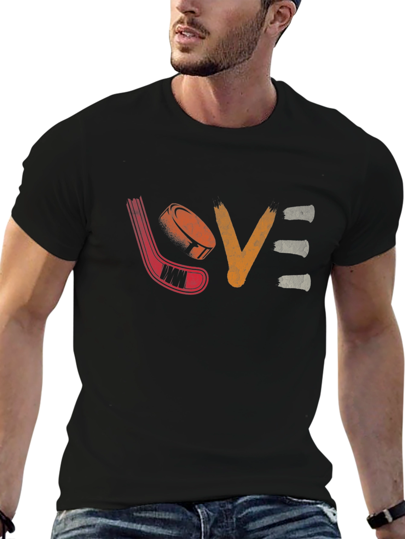 Hockey Love Graphic T-Shirt - Black