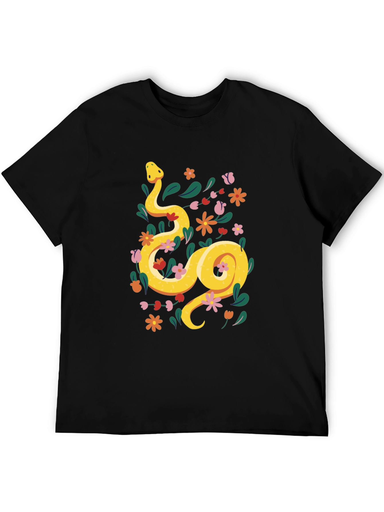 Floral Snake T-Shirt - Unique Graphic Tee