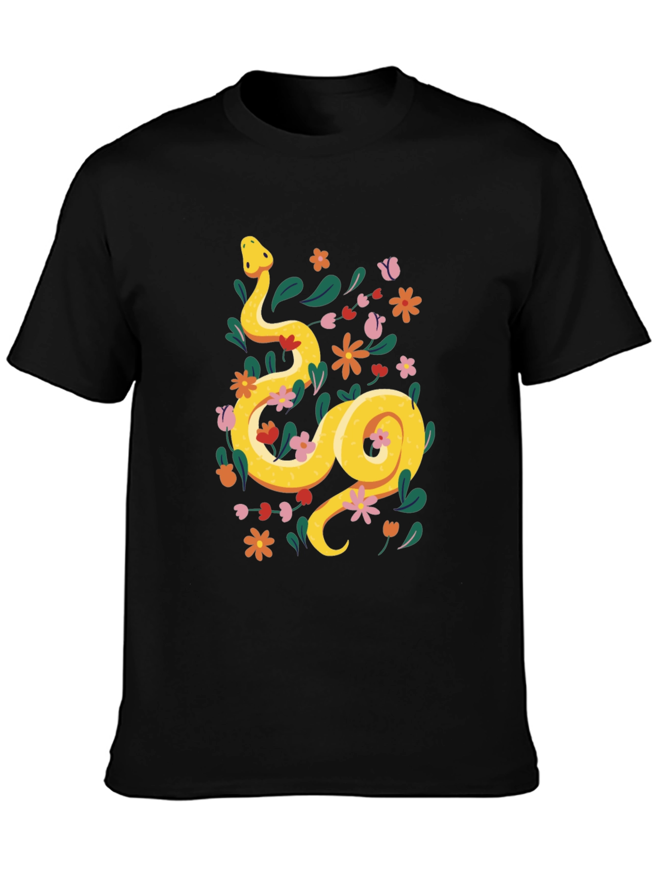 Floral Snake T-Shirt - Unique Graphic Tee