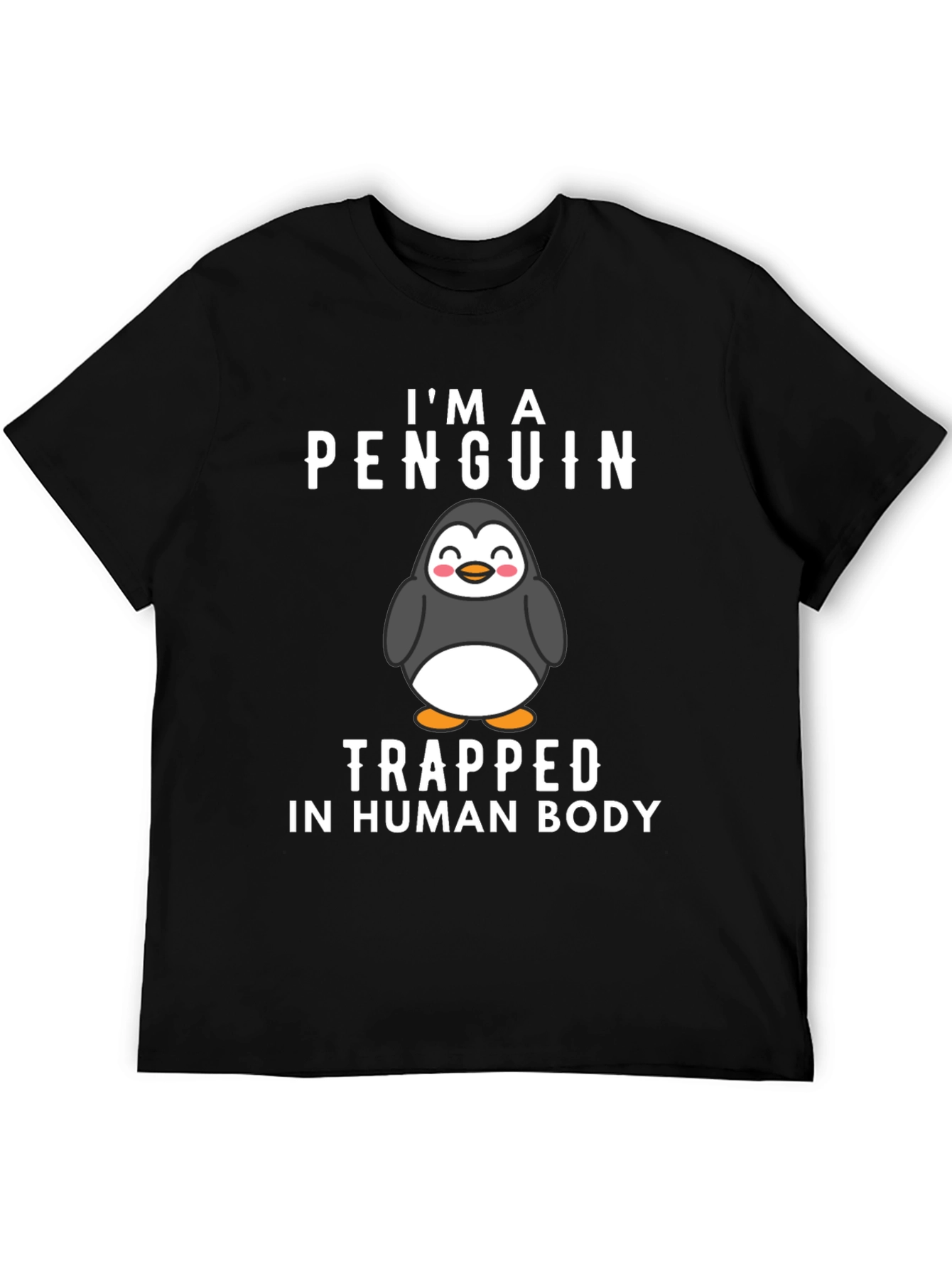Penguin Trapped in Human Body Graphic T-Shirt