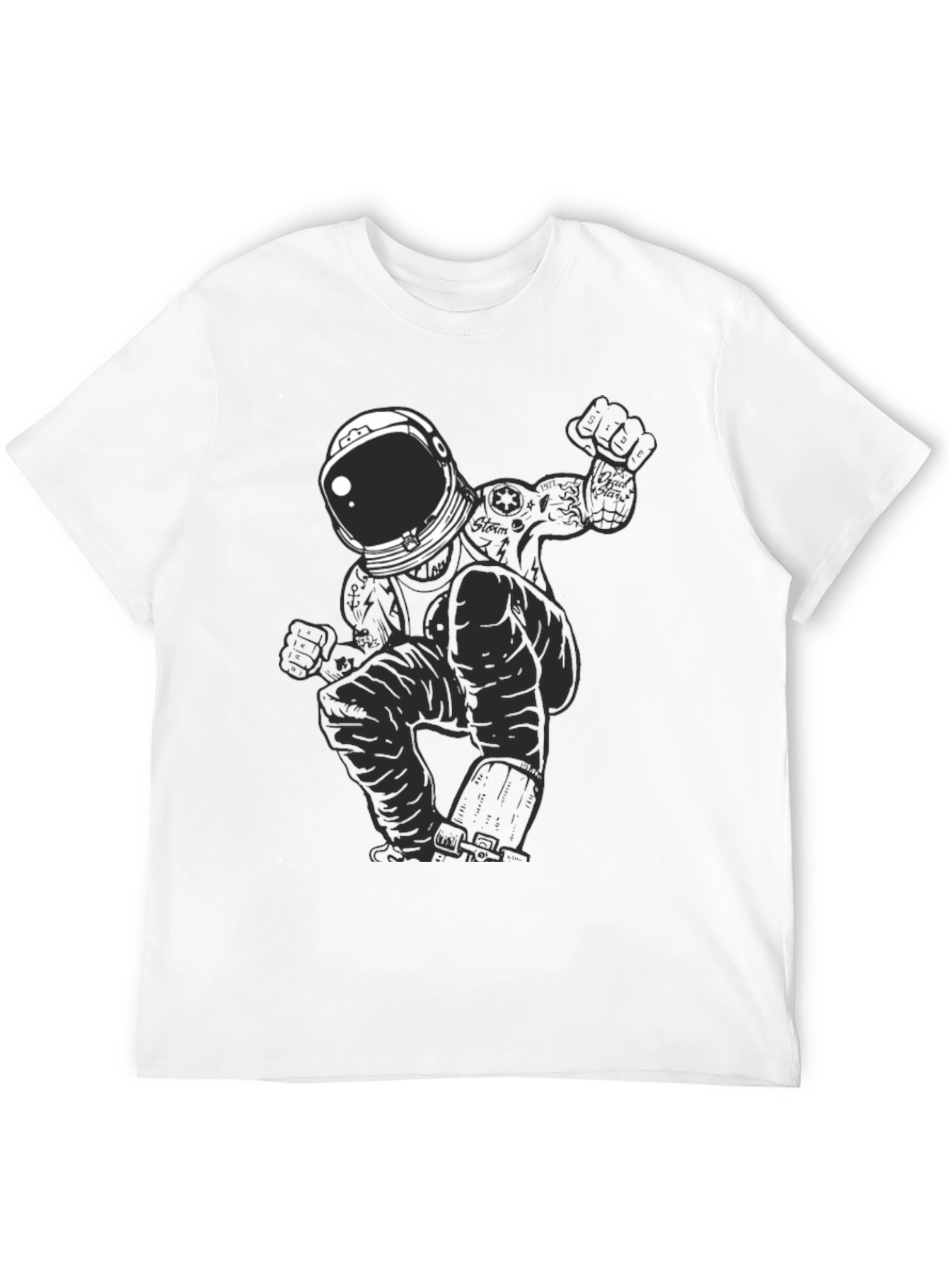 Astronaut Graphic Tee - Mens Black Cotton T-Shirt