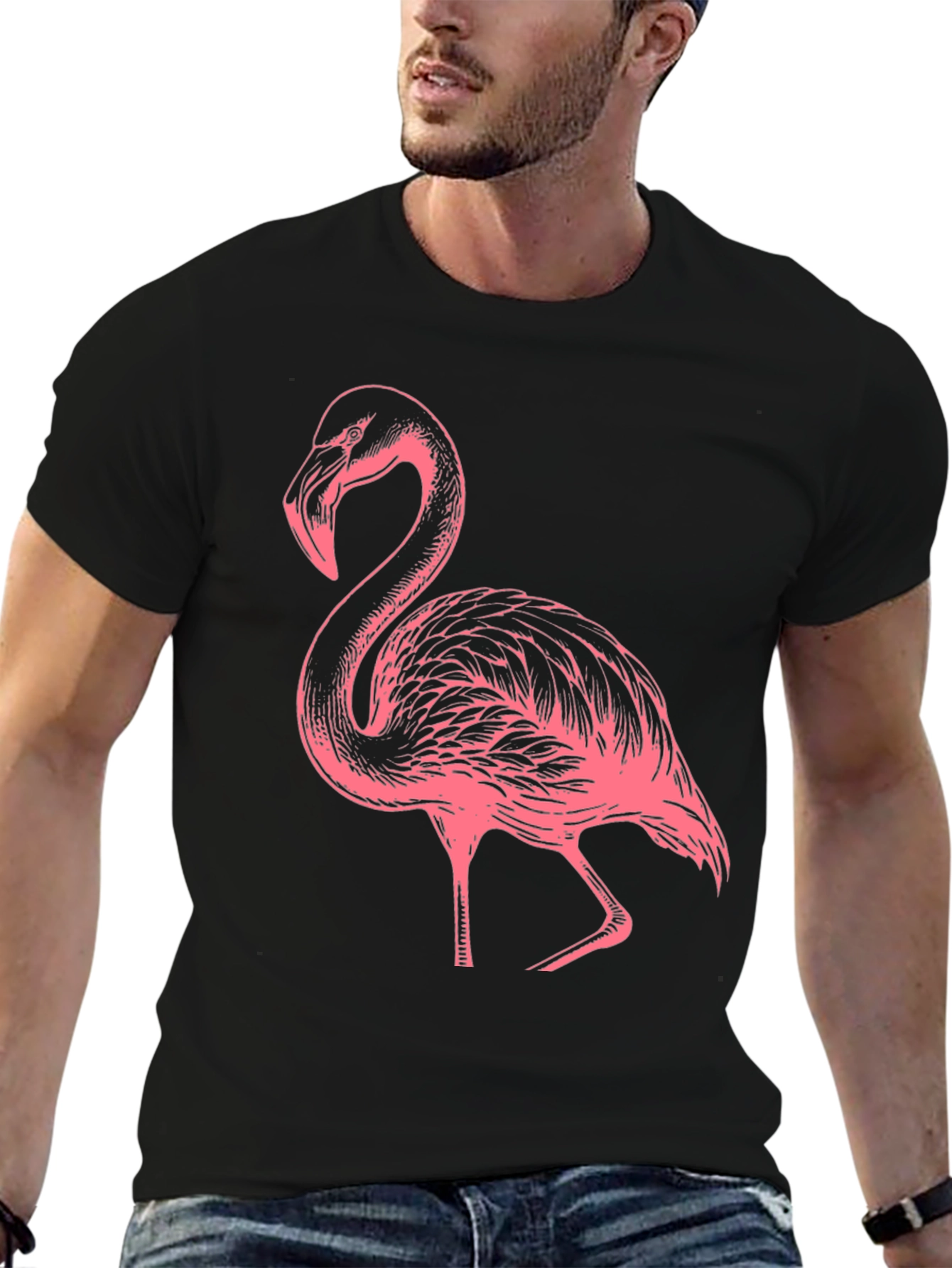 Flamingo Graphic Tee - Black Casual Shirt