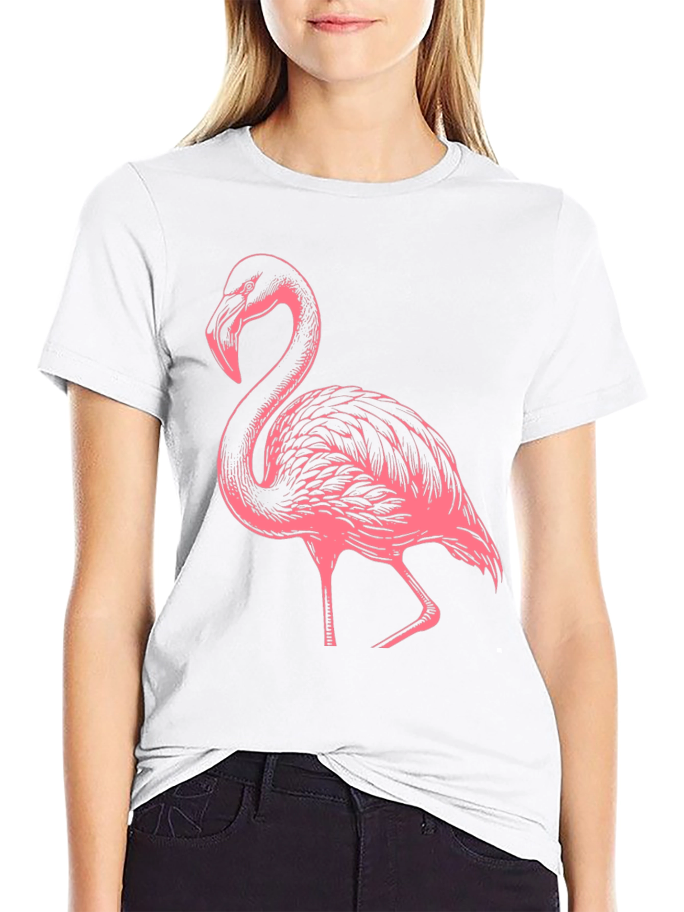 Flamingo Graphic Tee - Black Casual Shirt