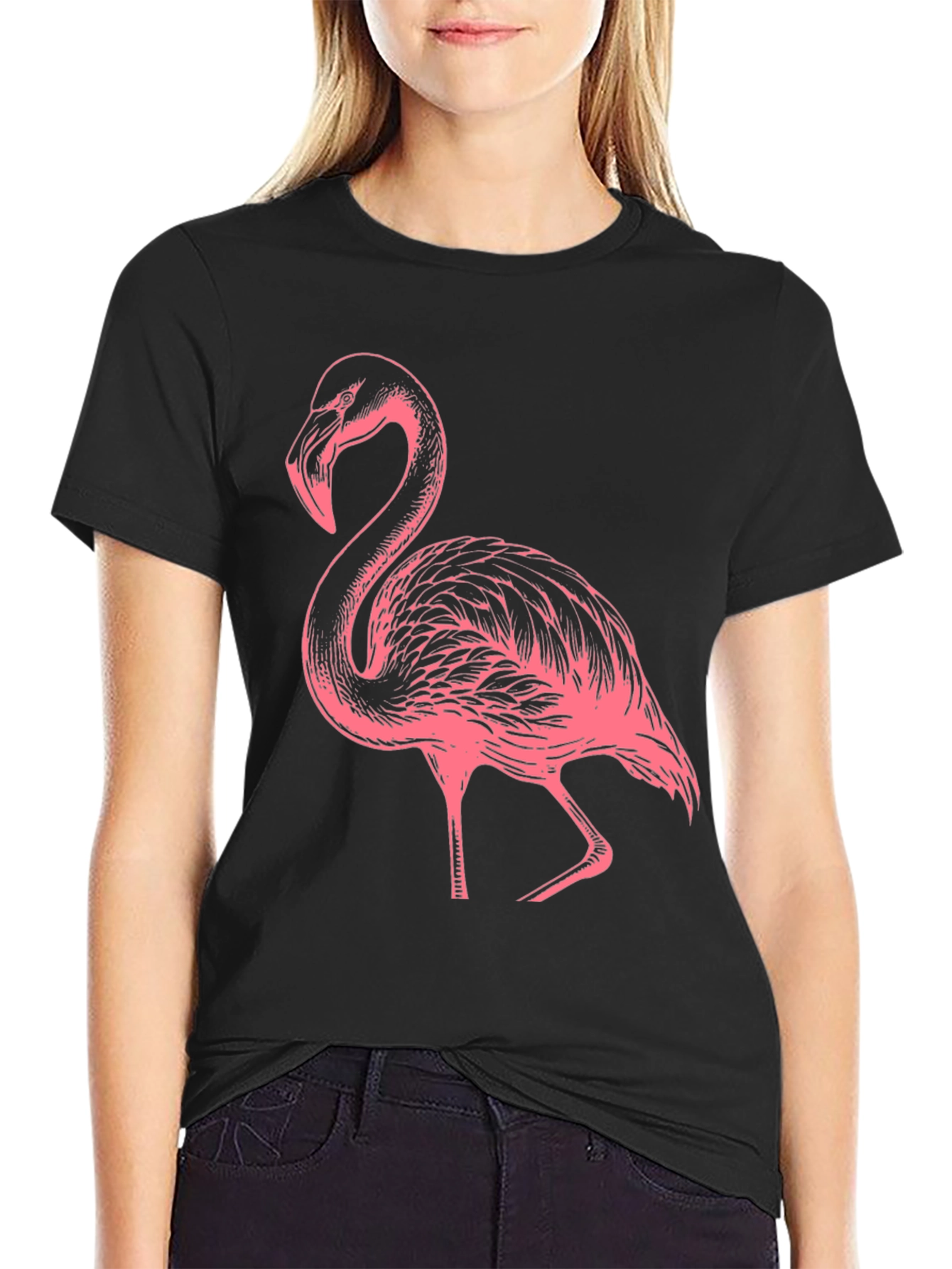 Flamingo Graphic Tee - Black Casual Shirt