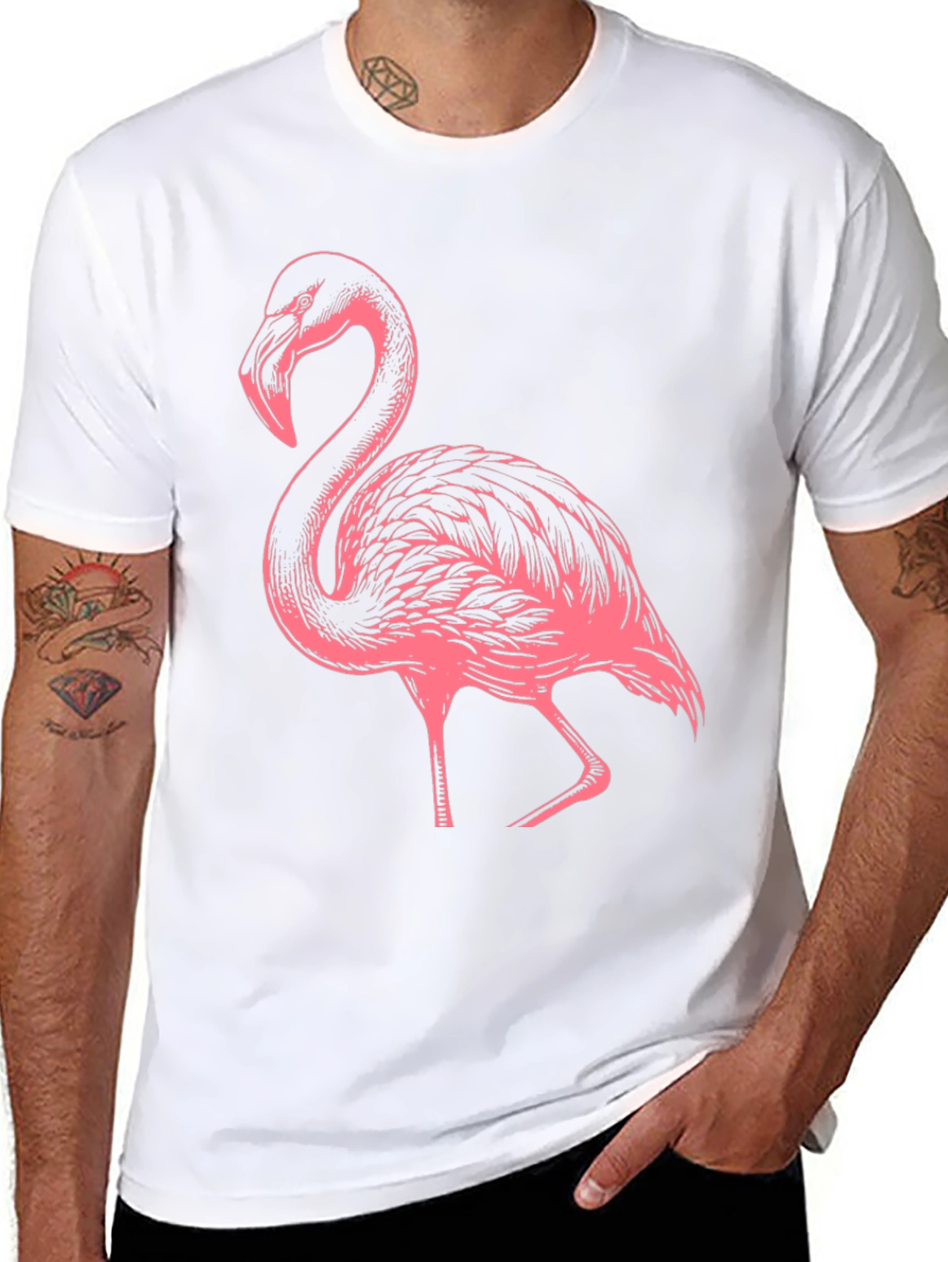 Flamingo Graphic Tee - Black Casual Shirt