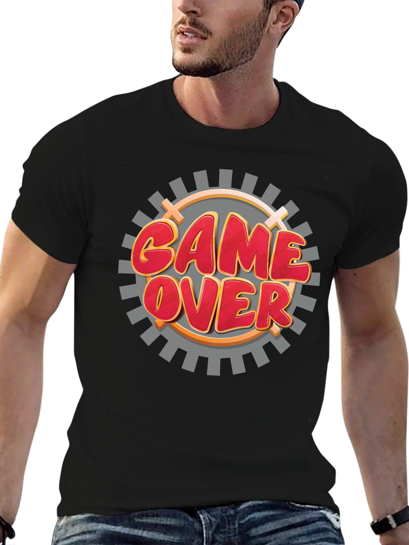 Game Over Graphic Black T-Shirt for Gamers