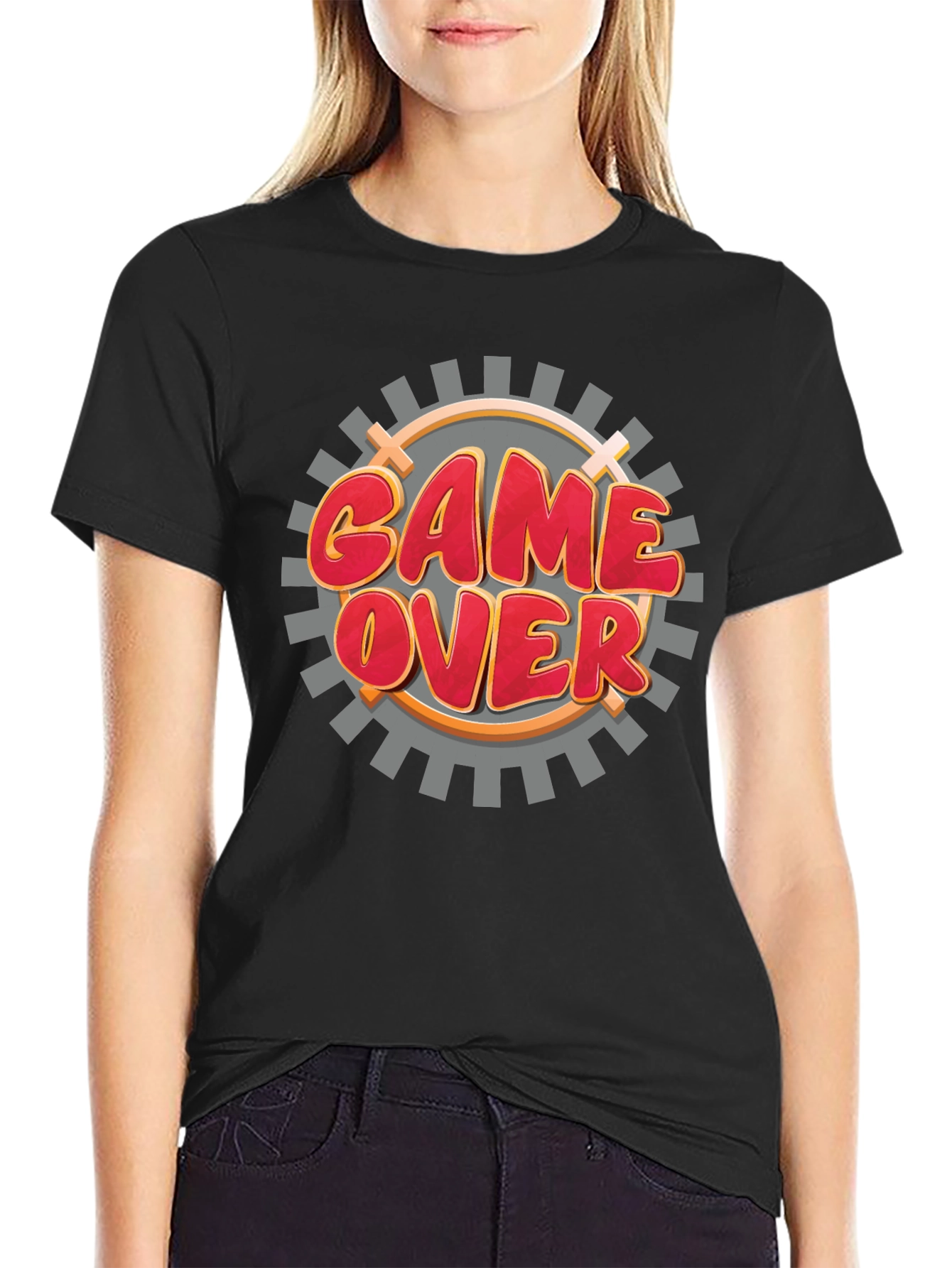 Game Over Graphic Black T-Shirt for Gamers