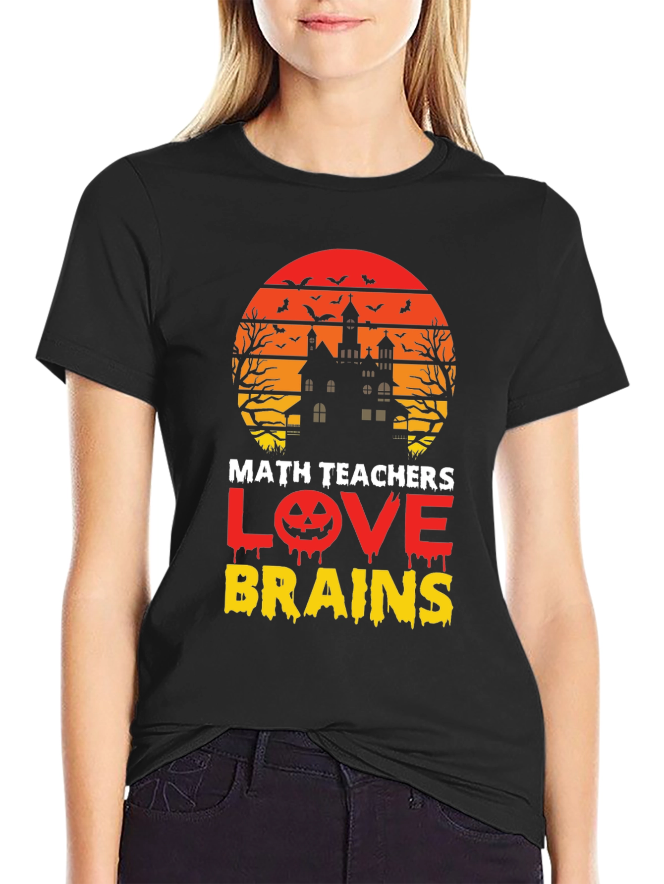 Math Teachers Love Brains Halloween T-Shirt