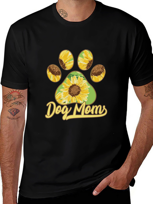 Dog Moms Sunflower Paw Print T-Shirt