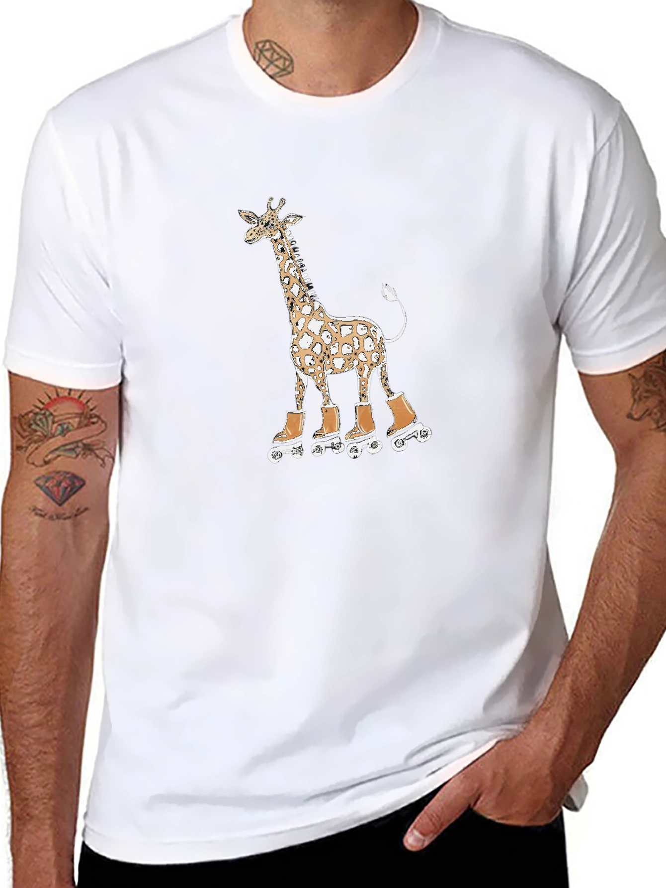Giraffe on Roller Skates Graphic Tee