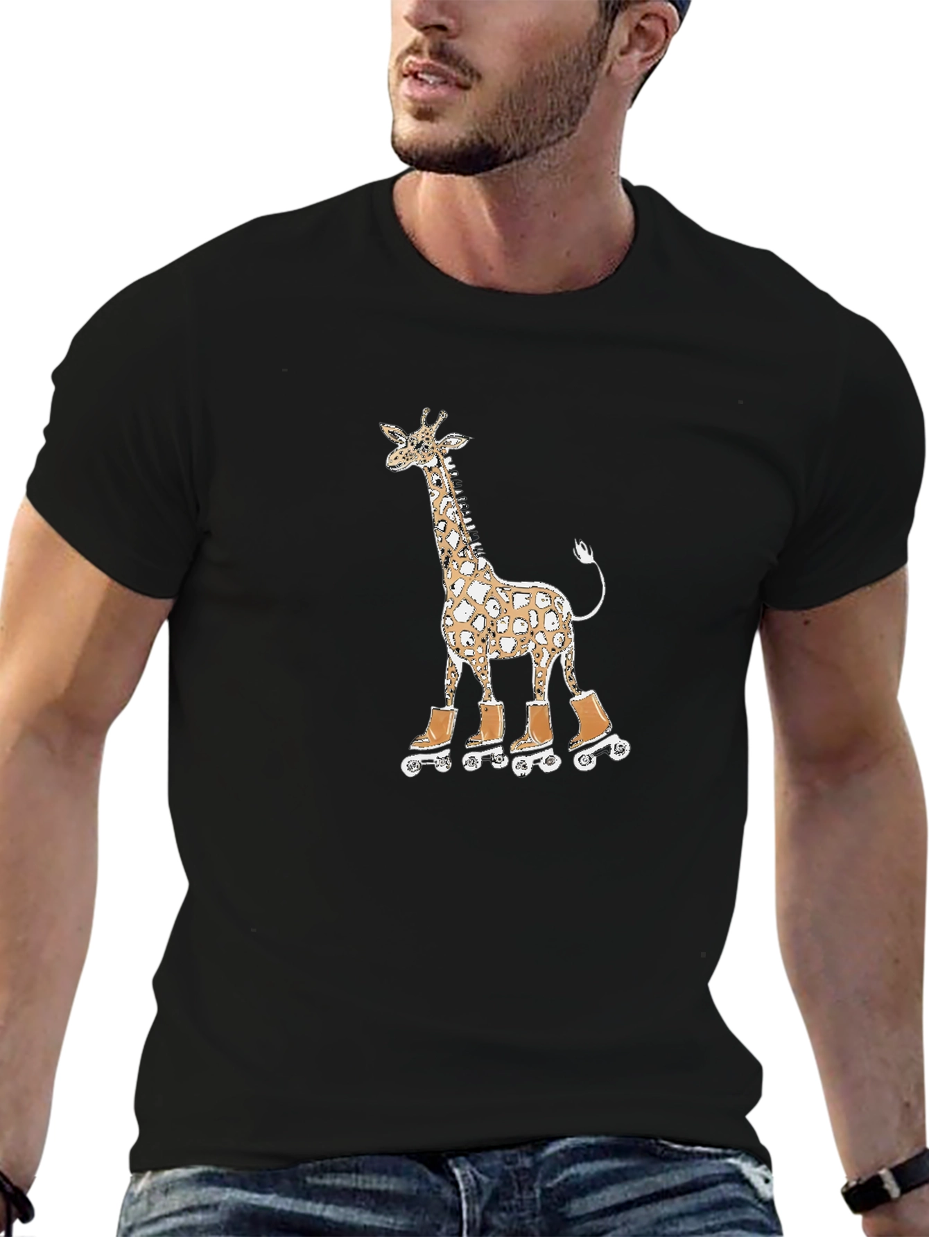 Giraffe on Roller Skates Graphic Tee