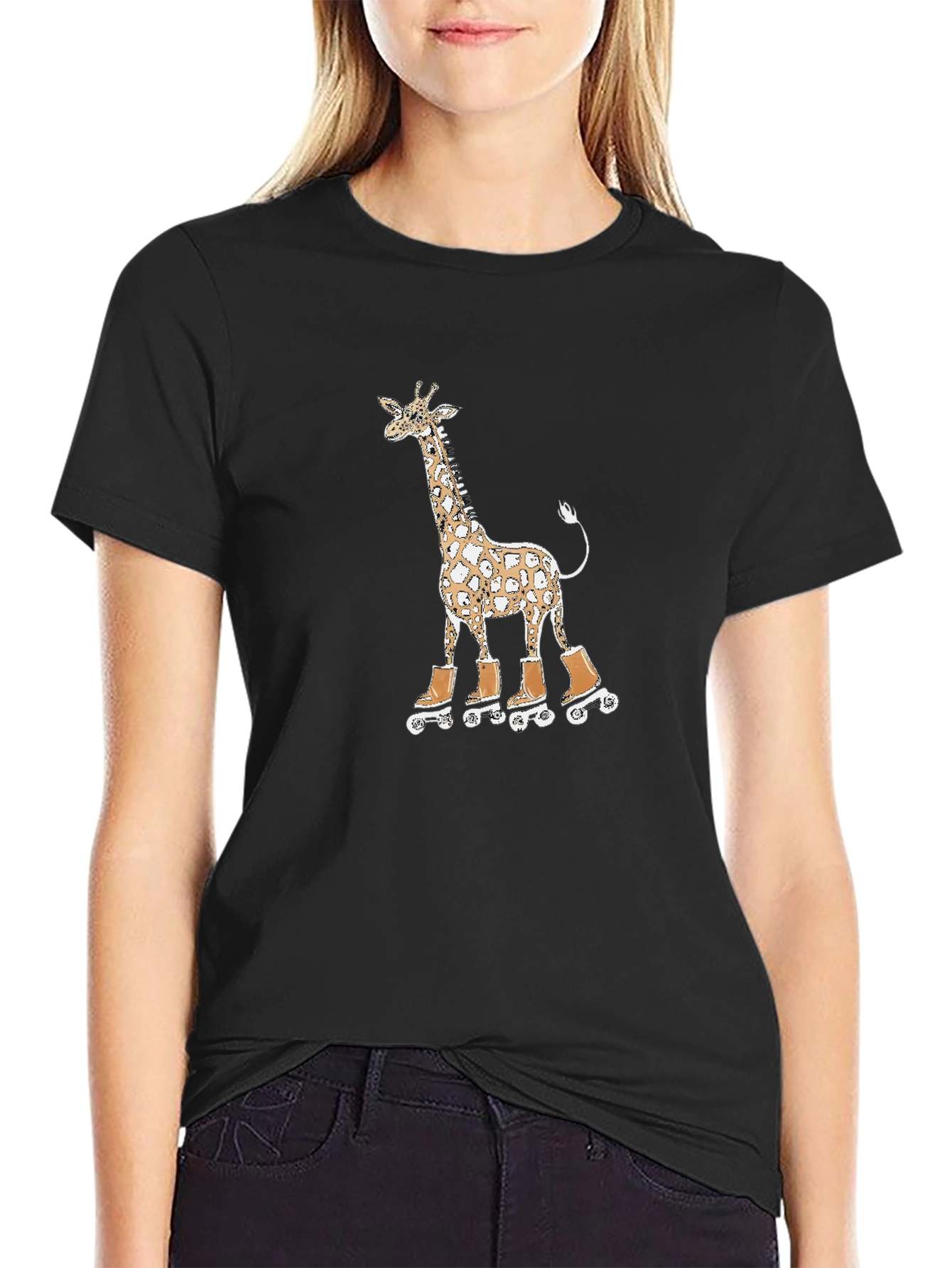 Giraffe on Roller Skates Graphic Tee