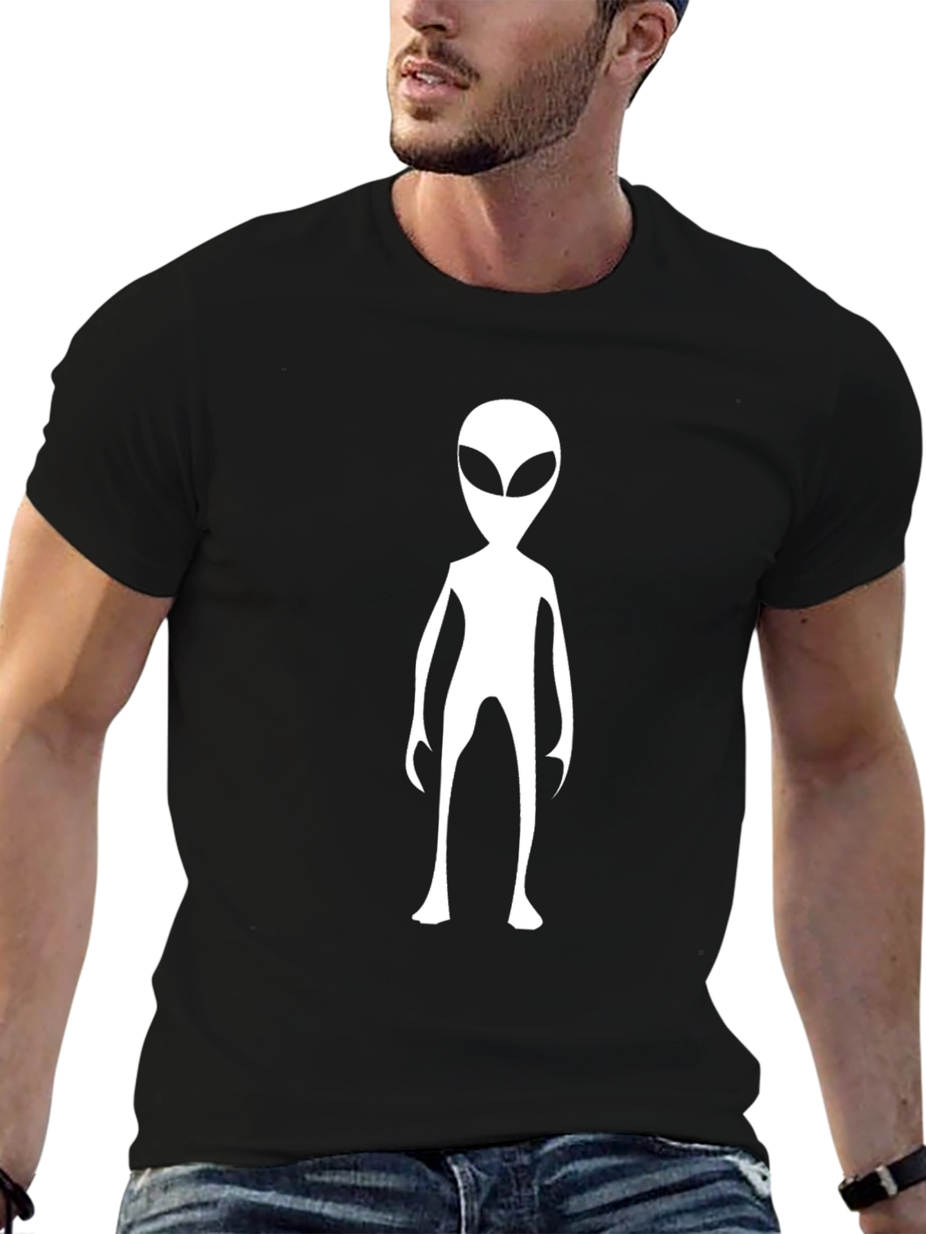 Alien Graphic T-Shirt - Black Crew Neck Tee