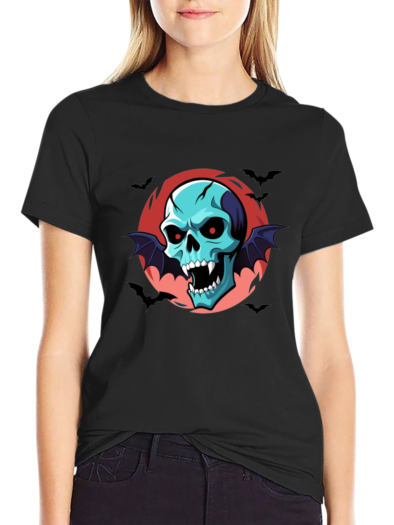 Skull Vampire Bats T-Shirt - Halloween Style