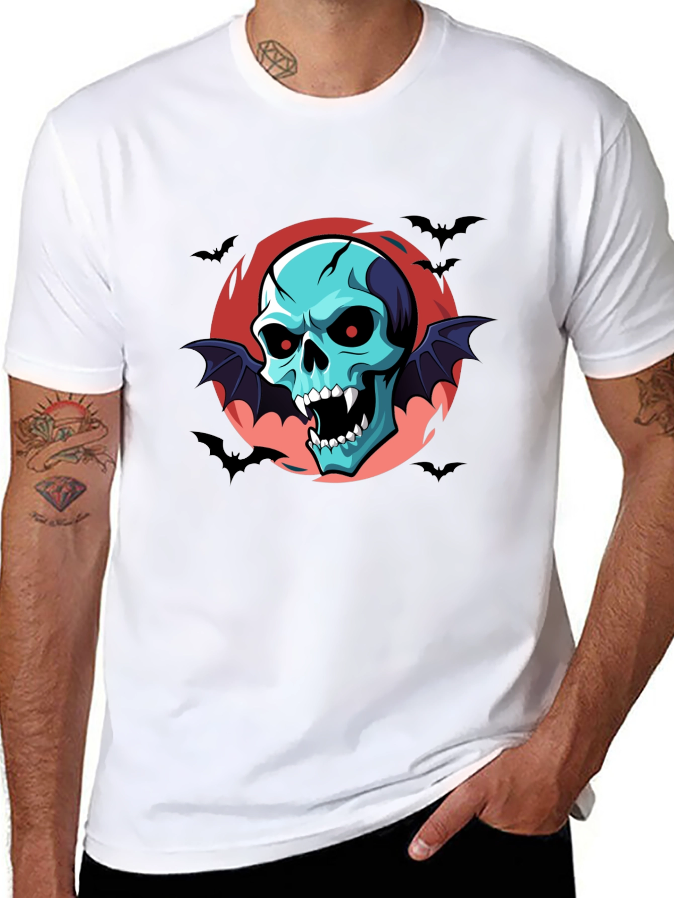 Skull Vampire Bats T-Shirt - Halloween Style