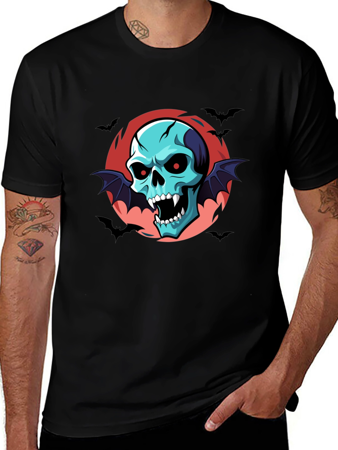 Skull Vampire Bats T-Shirt - Halloween Style
