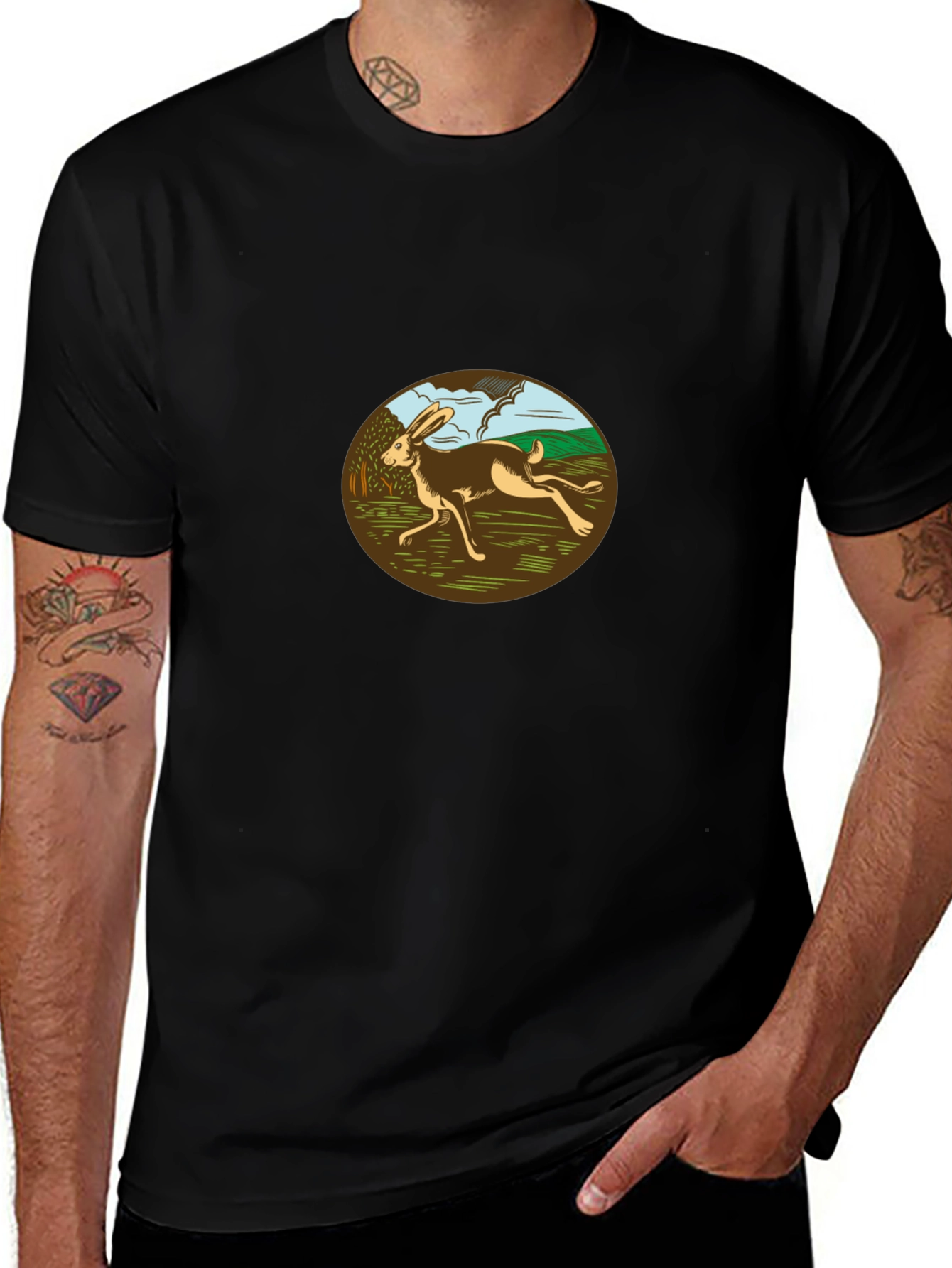 Running Hare Graphic Tee - Black