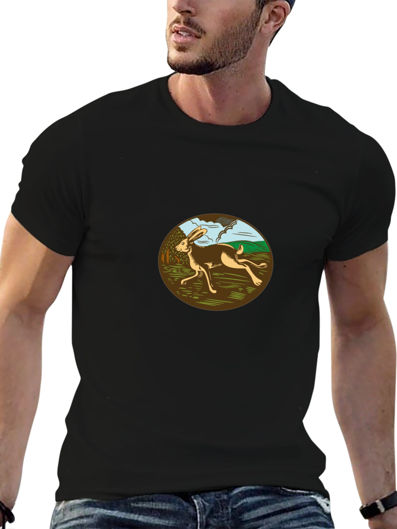 Running Hare Graphic Tee - Black