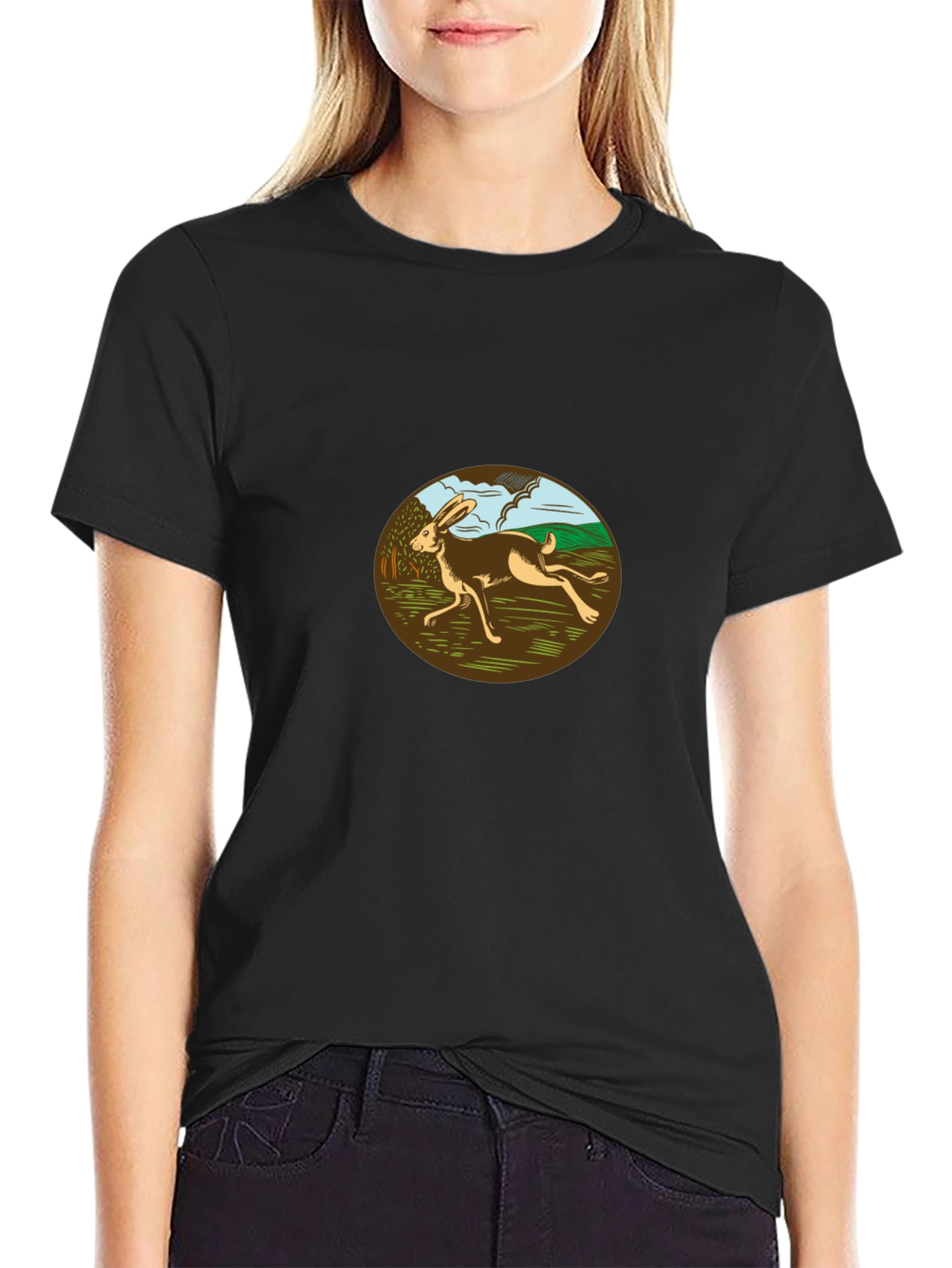 Running Hare Graphic Tee - Black