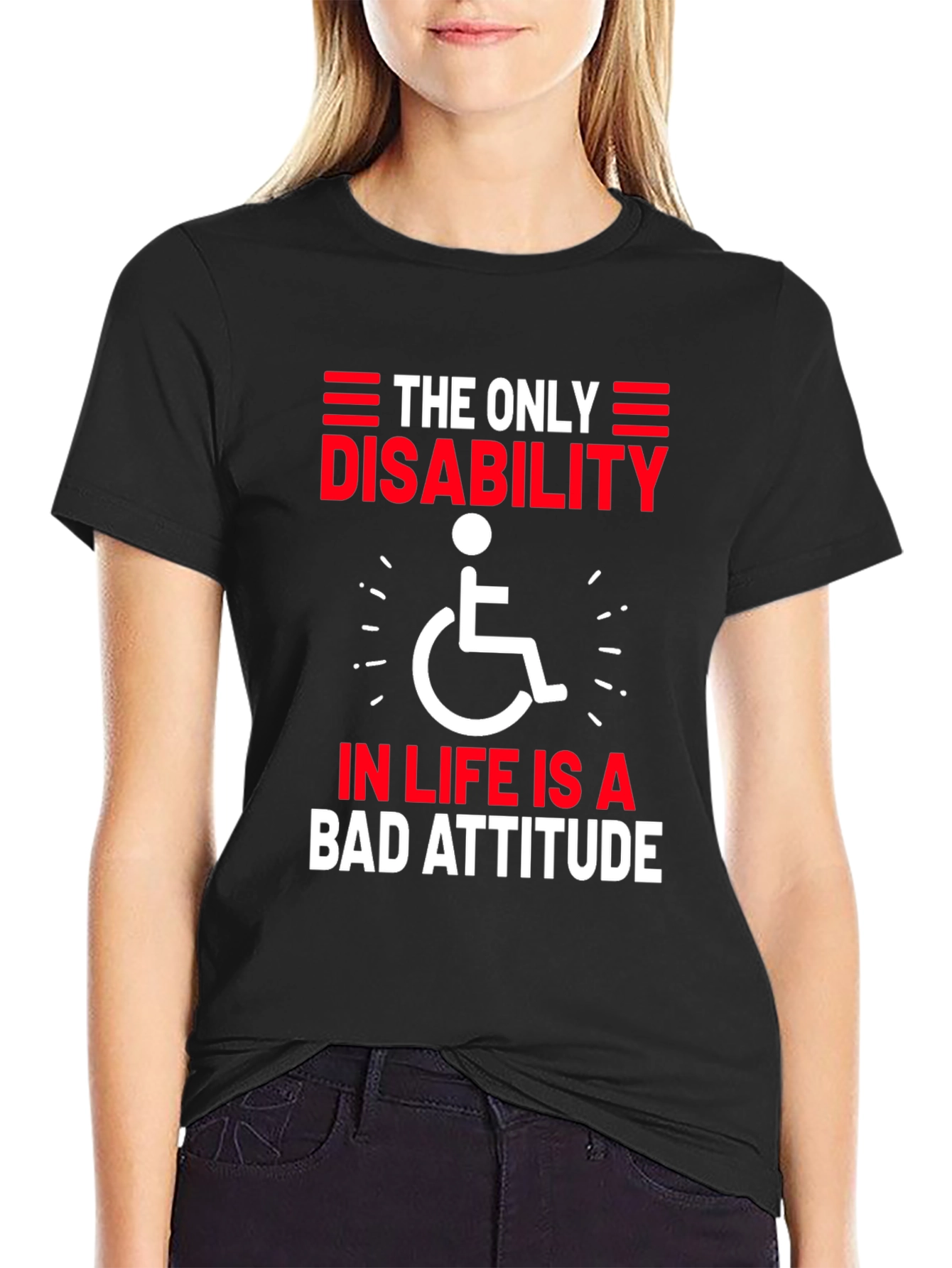 Disability Attitude T-Shirt Black Graphic Tee