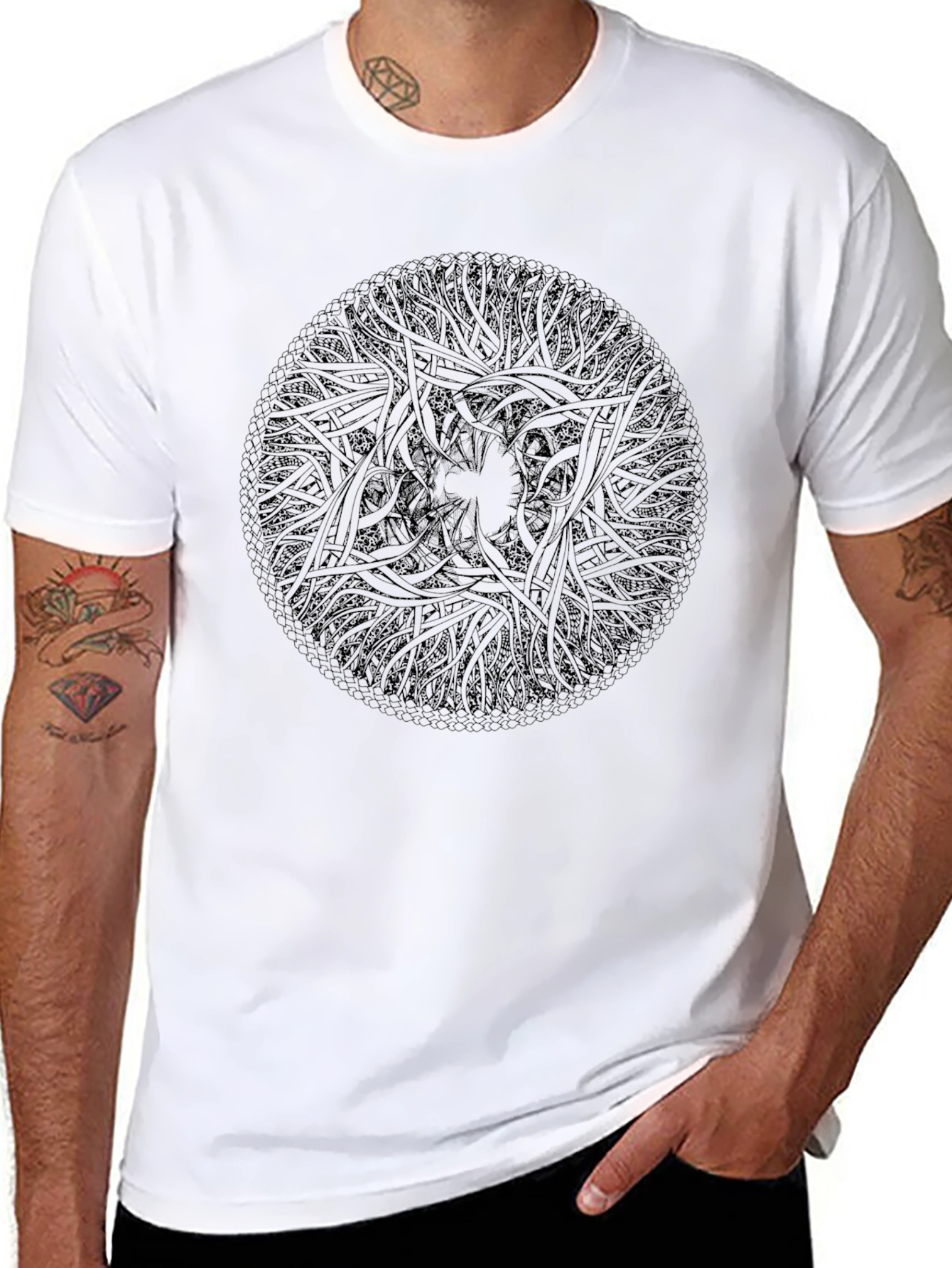 Abstract Geometric Design Black T-Shirt