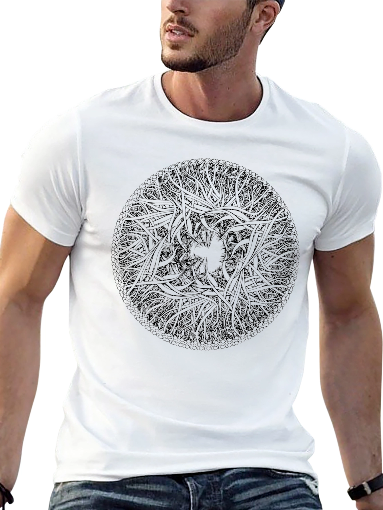 Abstract Geometric Design Black T-Shirt