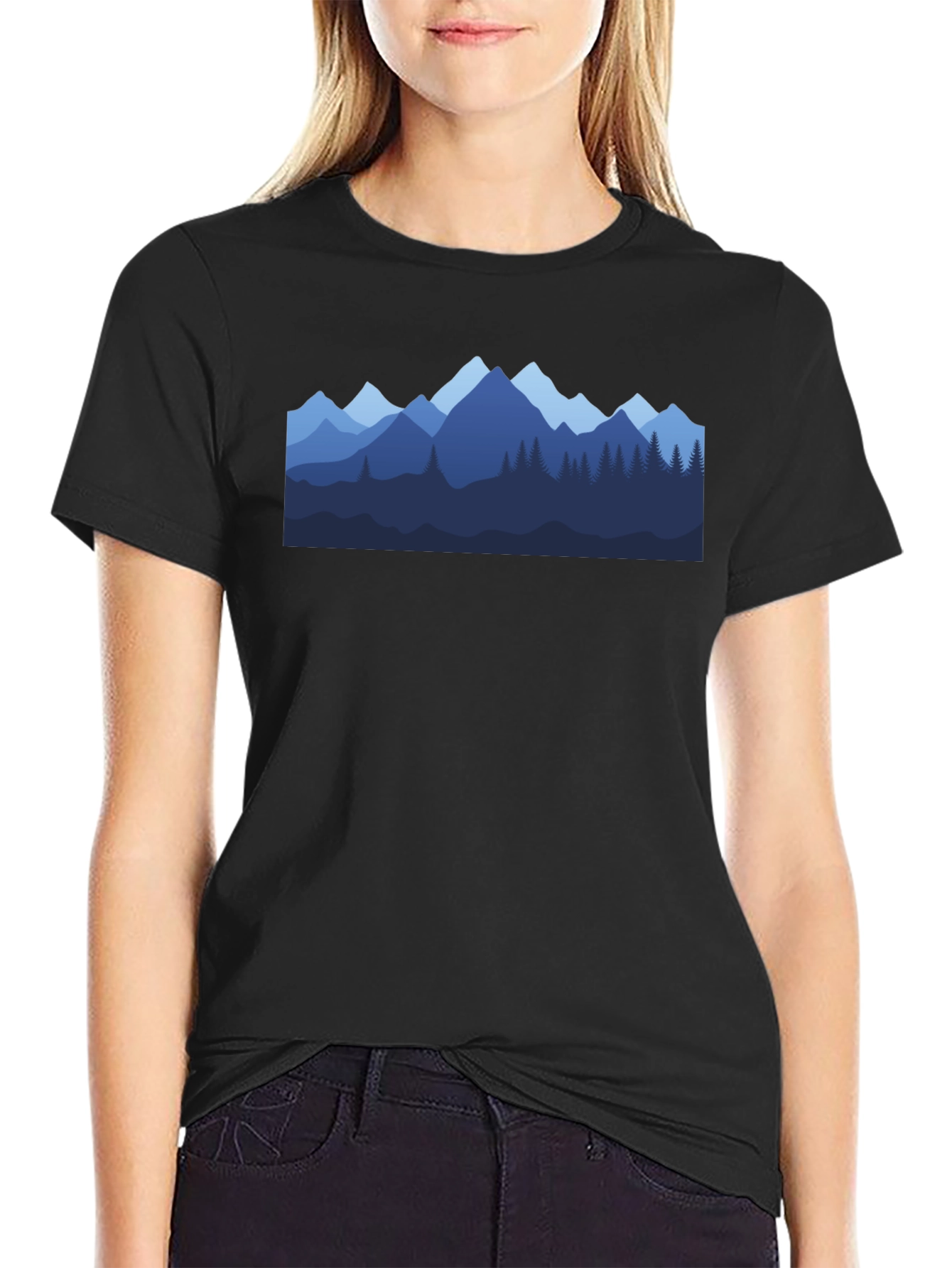 Mountainscape Graphic Tee - Black Cotton Blend