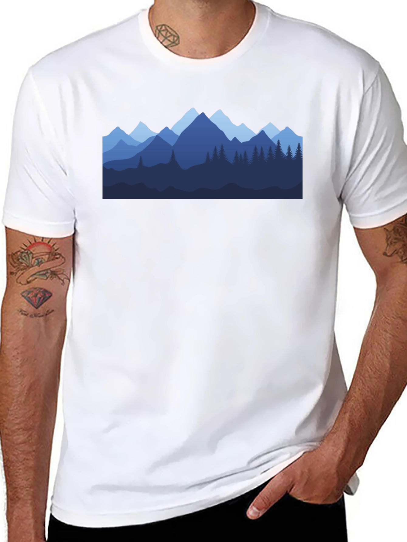 Mountainscape Graphic Tee - Black Cotton Blend