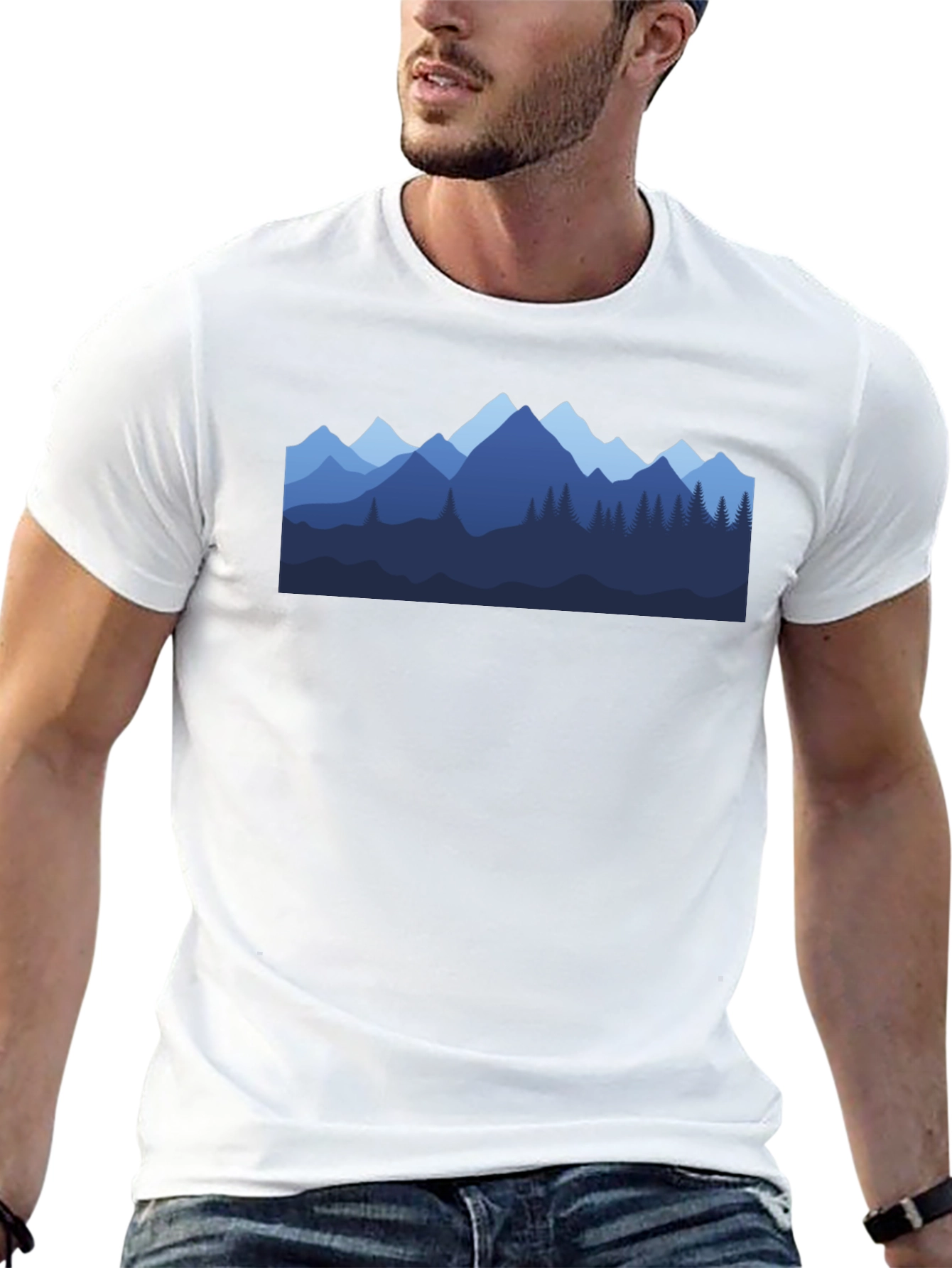Mountainscape Graphic Tee - Black Cotton Blend